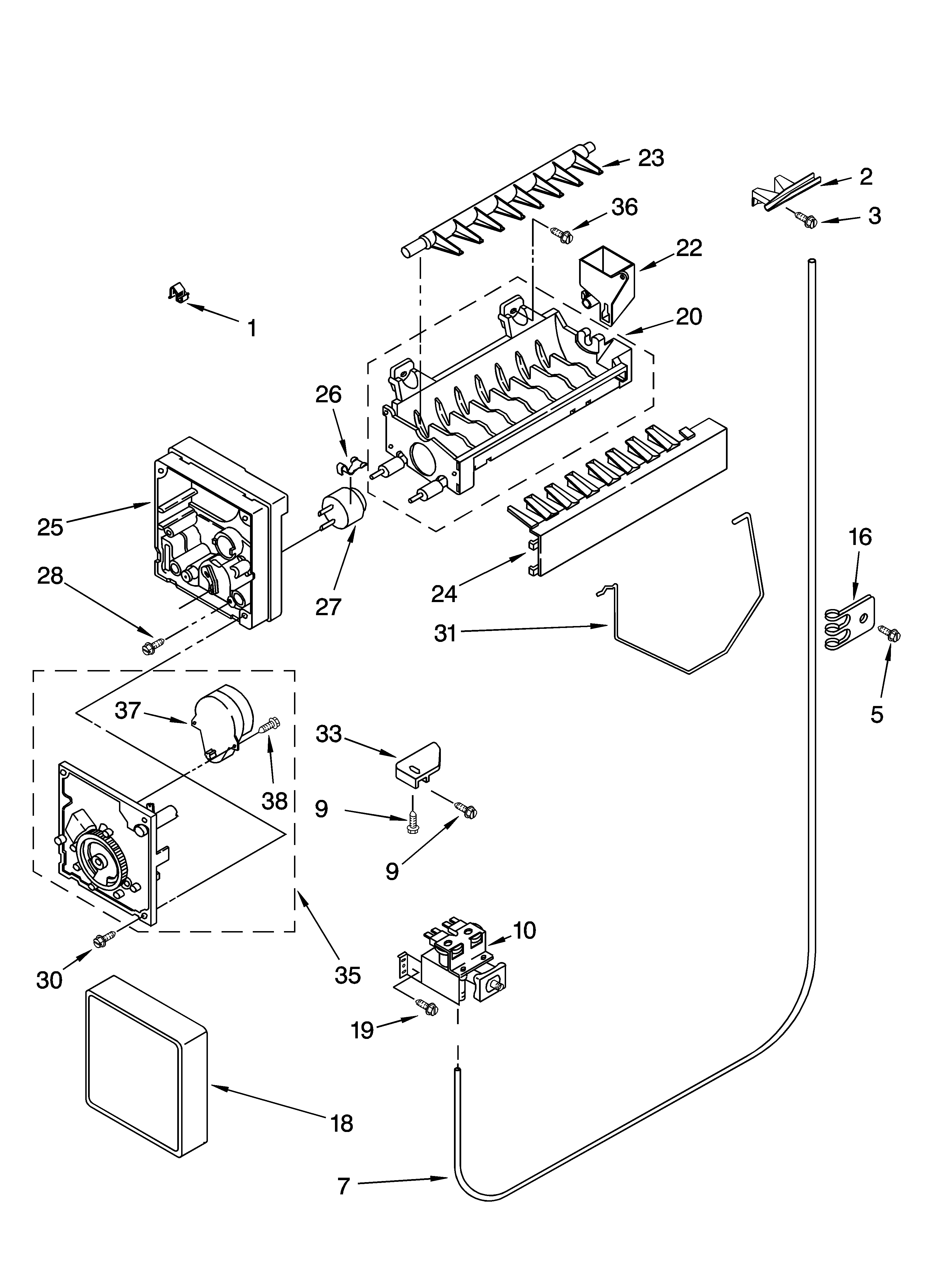 Kenmore 10656196500 icemaker parts, optional parts diagram