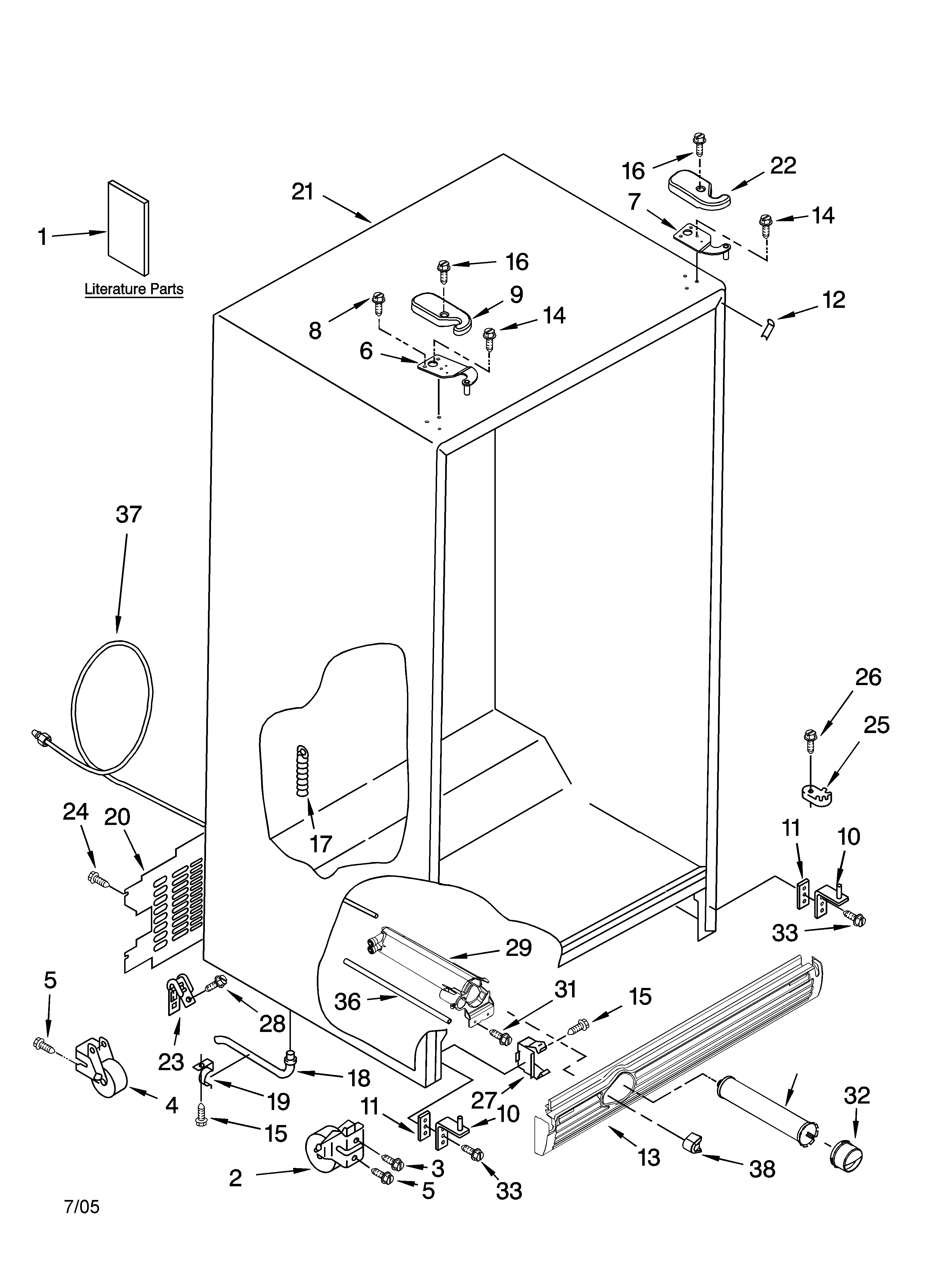 Kenmore 10656582500 cabinet parts diagram