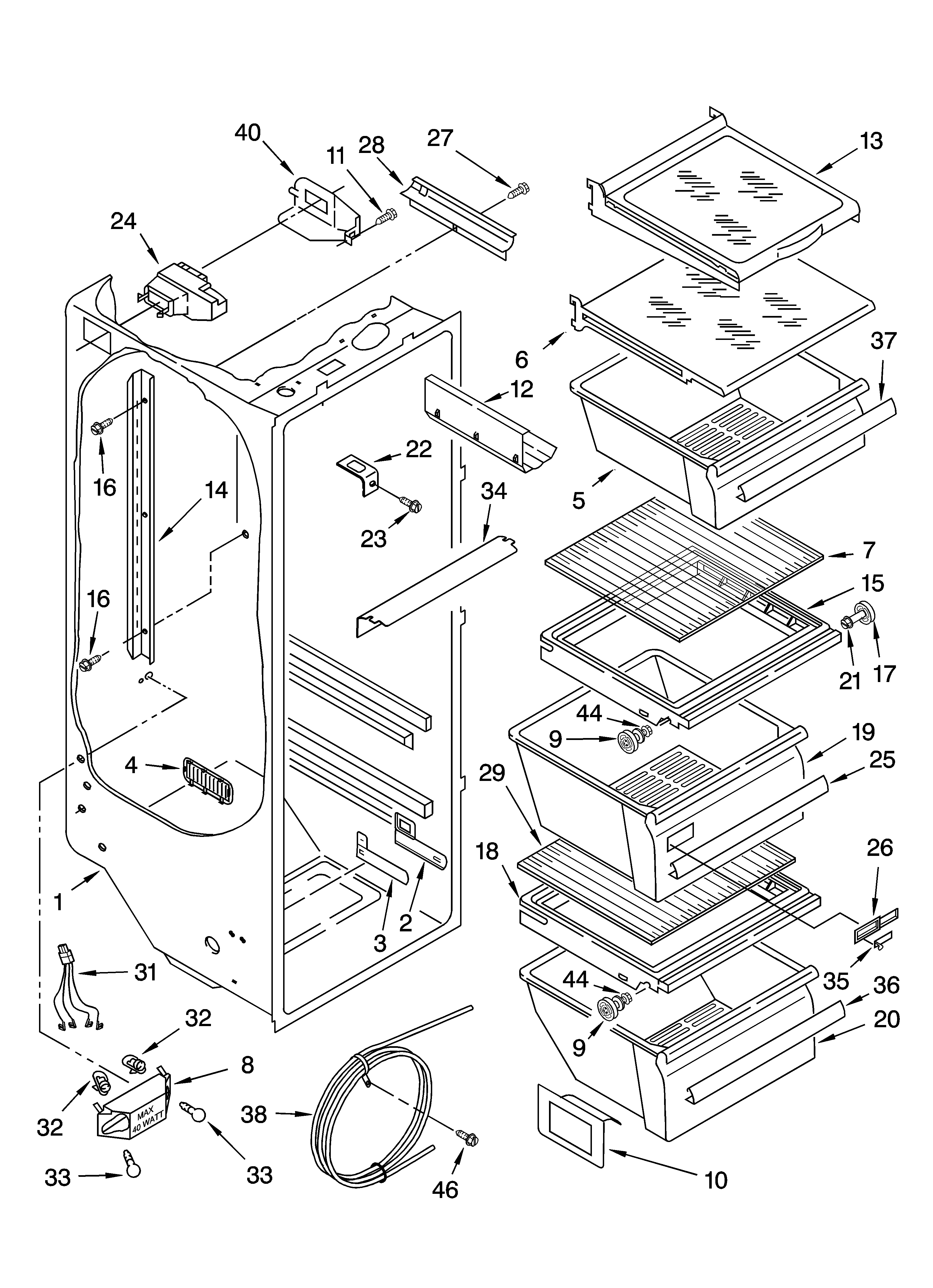 Kenmore 10656582500 refrigerator liner parts diagram