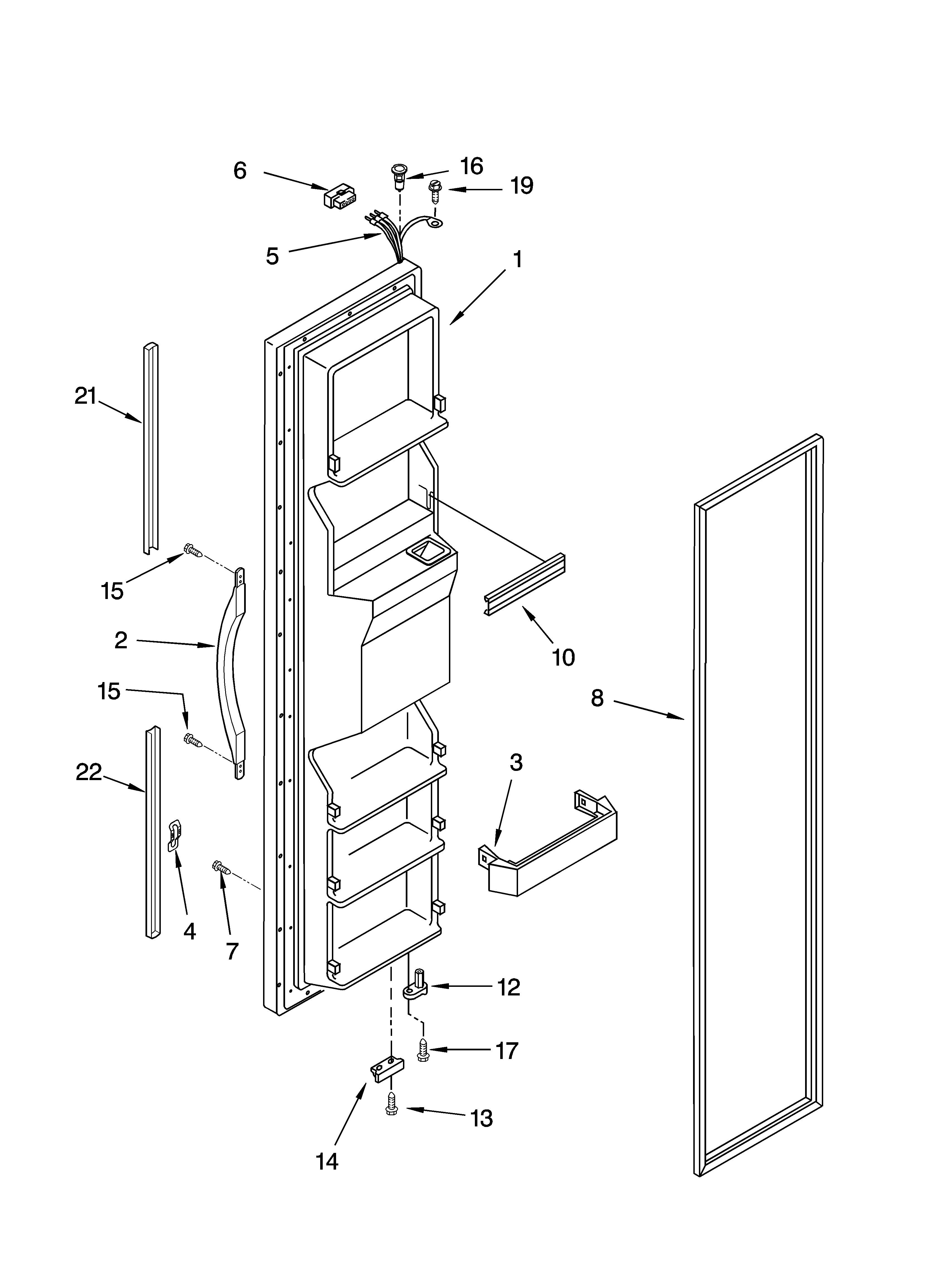 Kenmore 10656582500 freezer door parts diagram