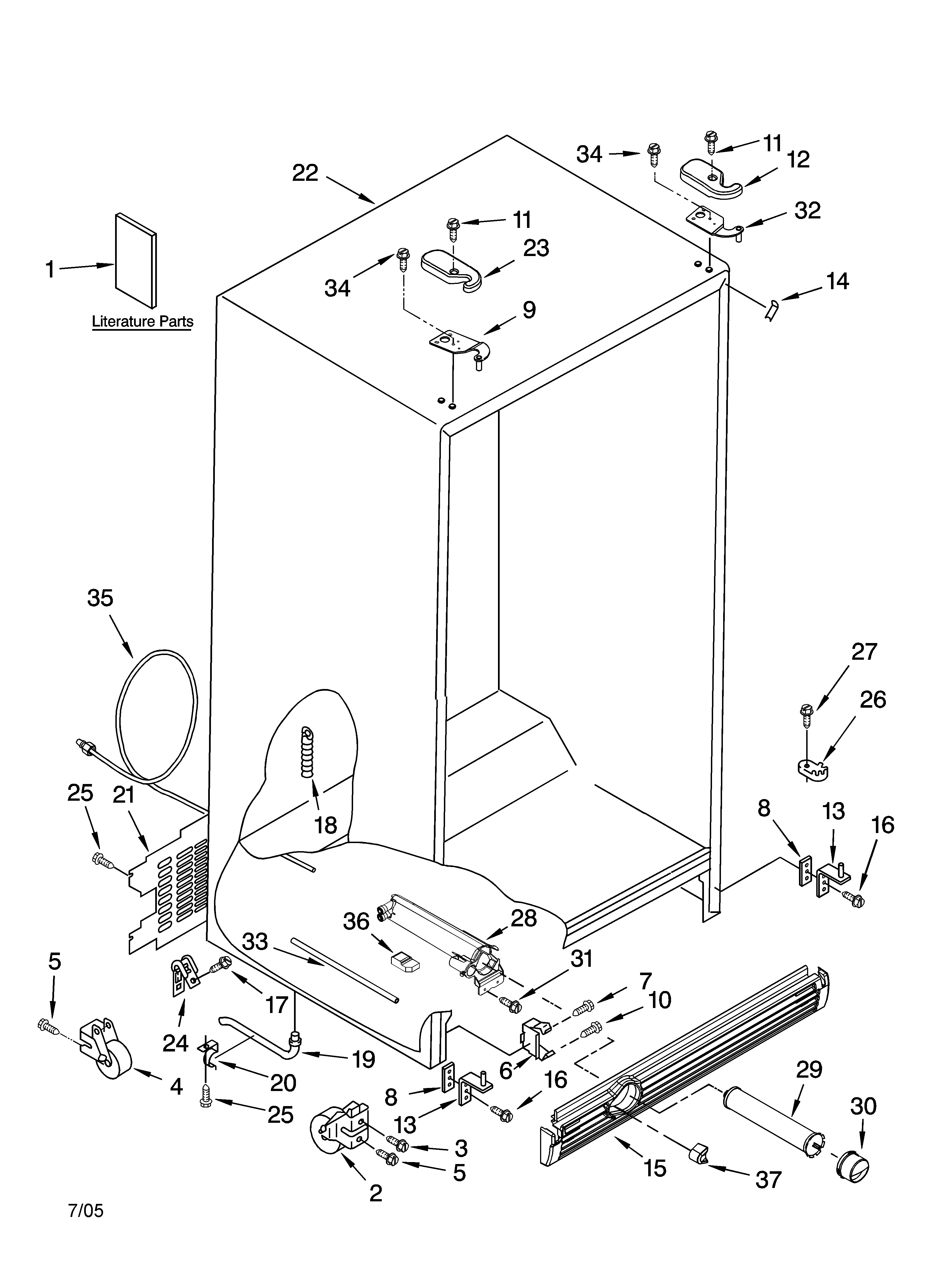 Kenmore Elite 10656699501 cabinet parts diagram