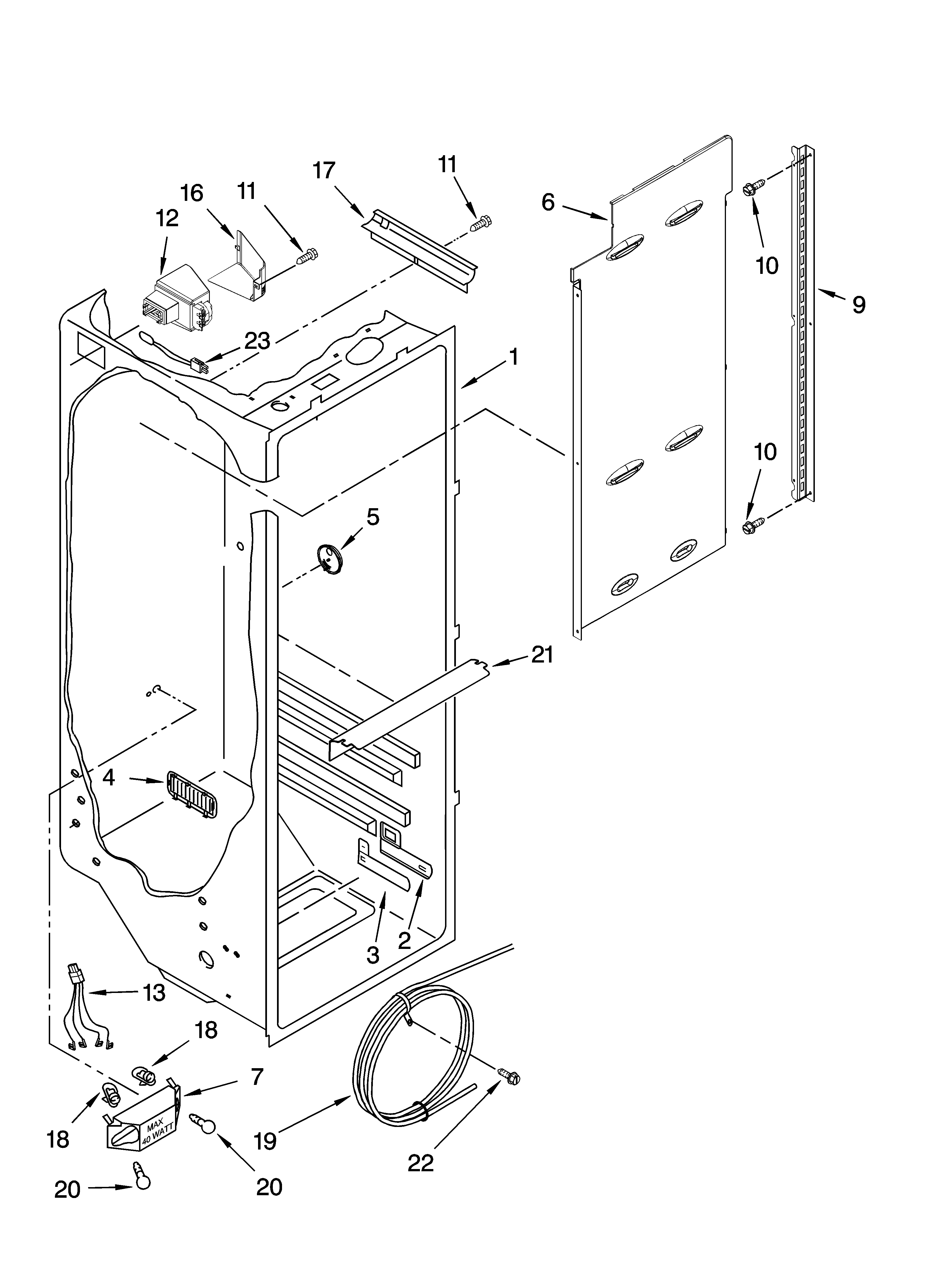 Kenmore Elite 10656699501 refrigerator liner parts diagram