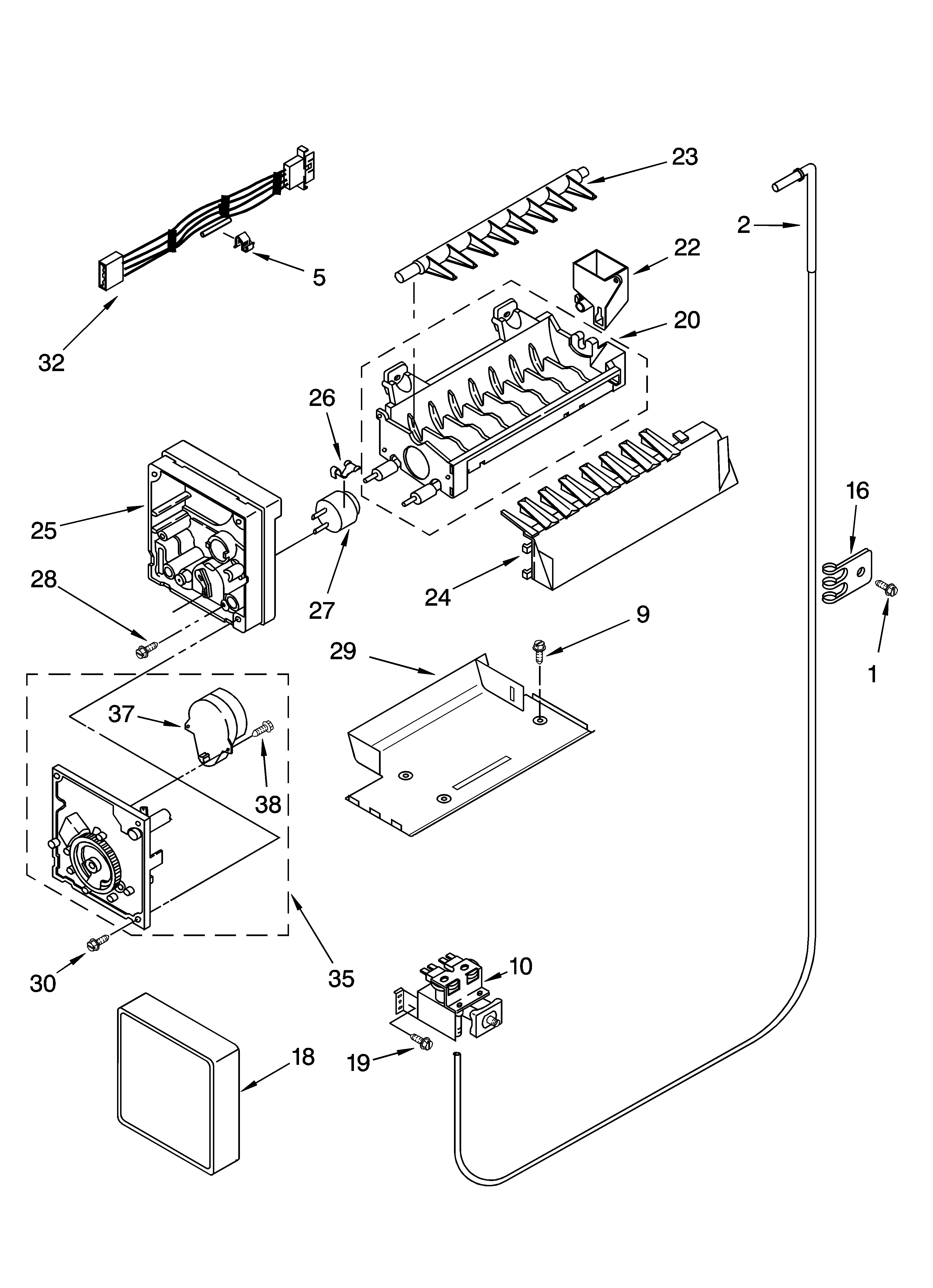 Kenmore Elite 10656699501 icemaker parts, optional parts diagram