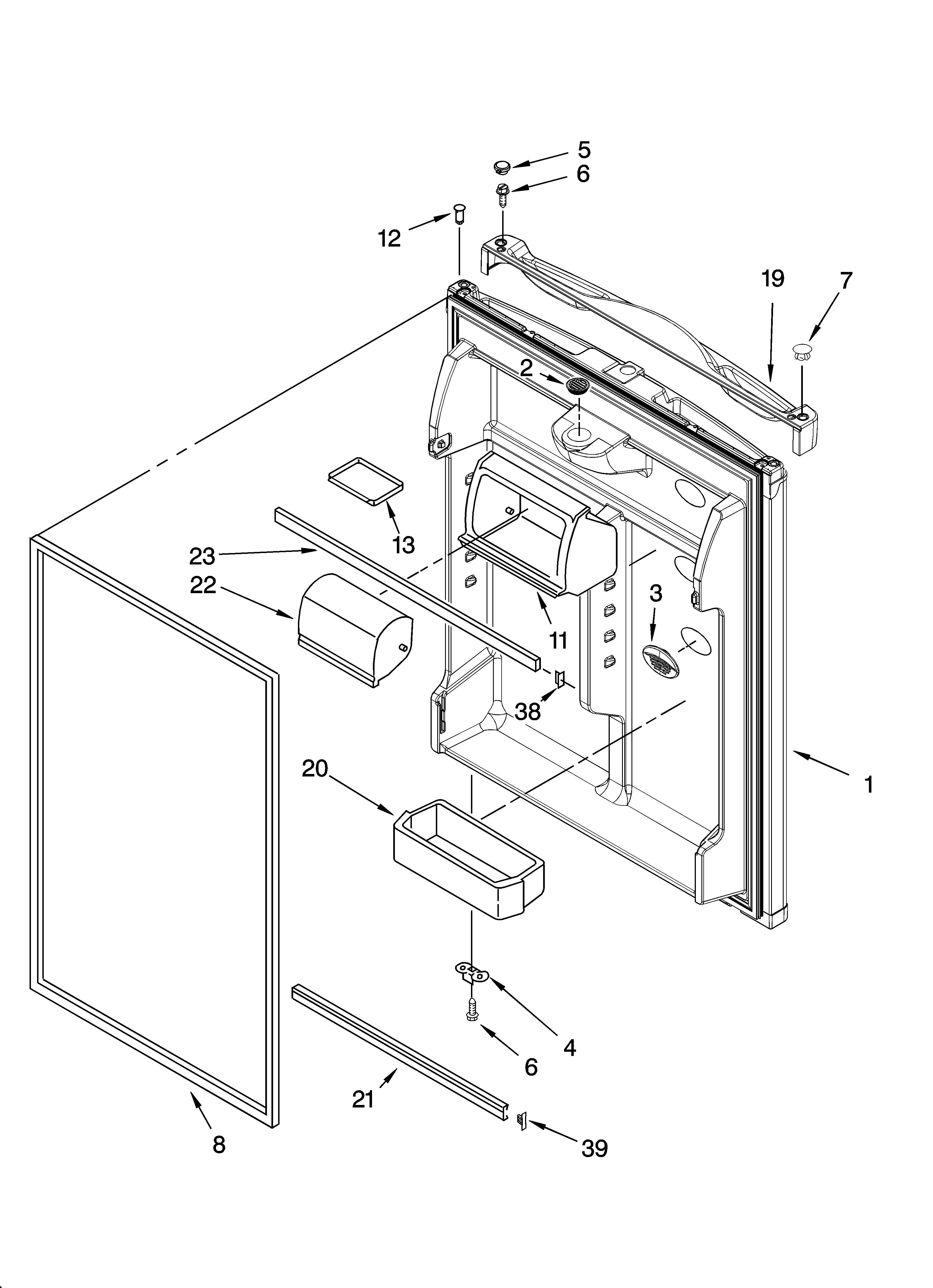 Kenmore Elite 10674216402 refrigerator door parts diagram