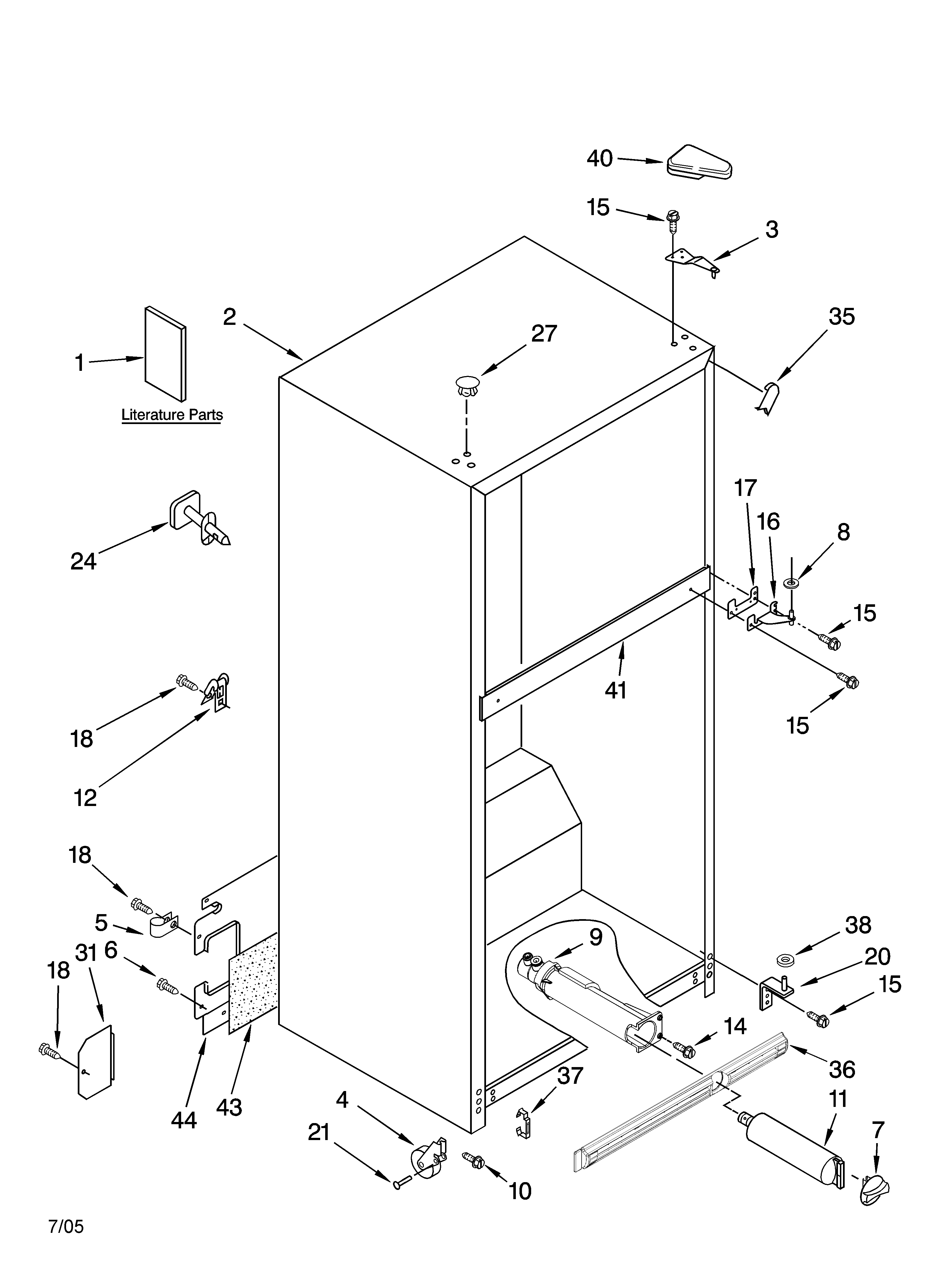 Kenmore 10676239402 cabinet parts diagram