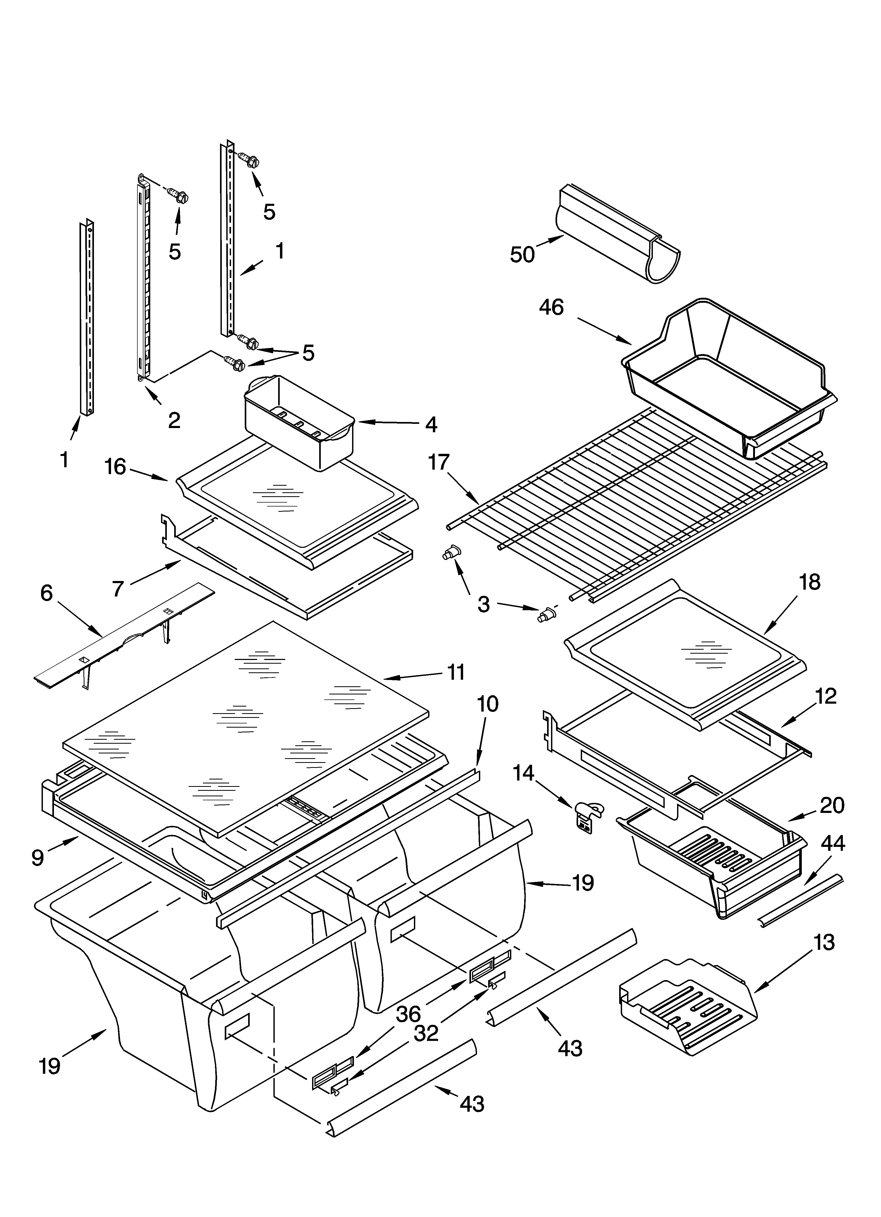 Kenmore 10676239402 shelf parts diagram