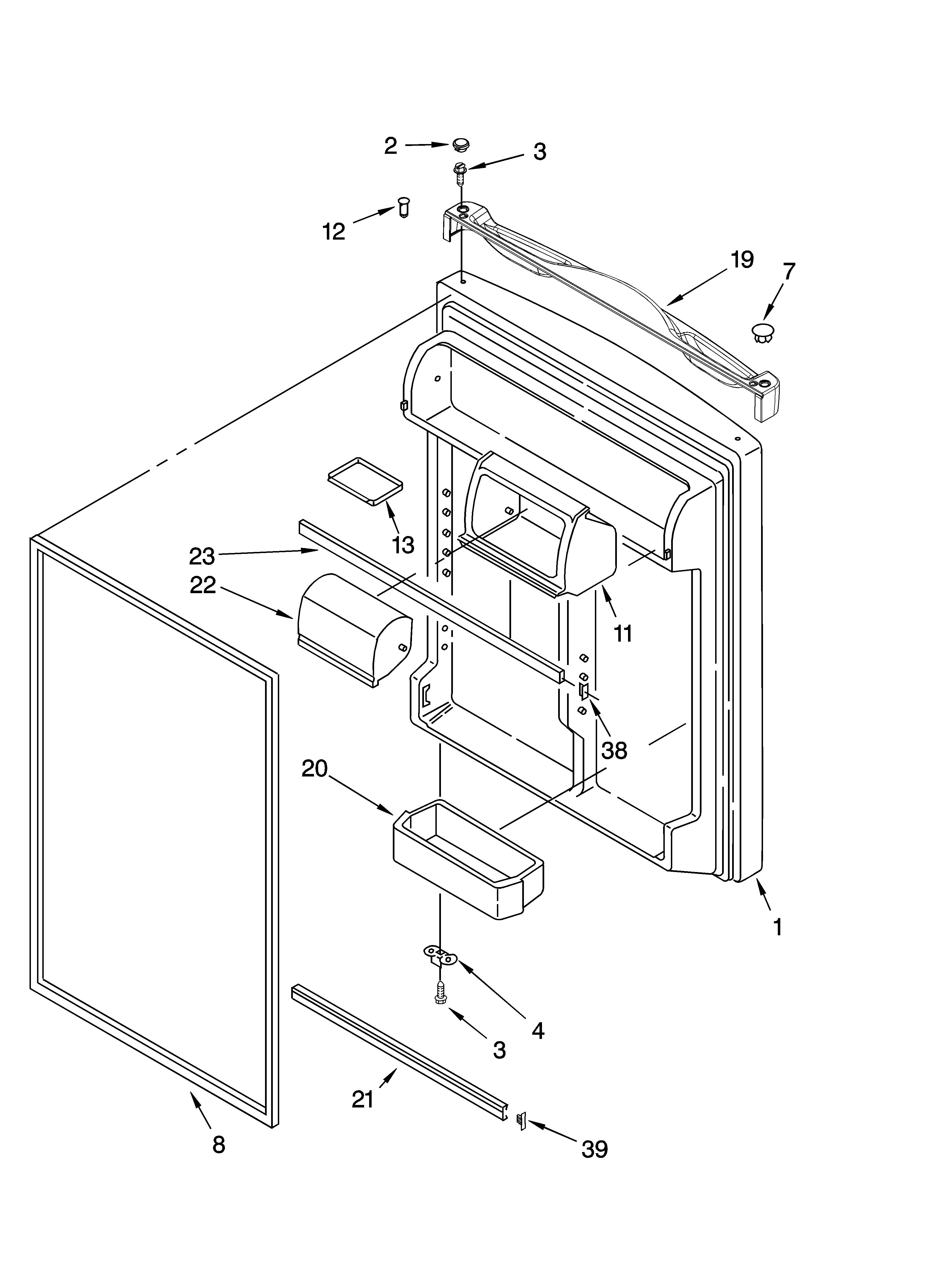 Kenmore 10676239402 refrigerator door parts diagram