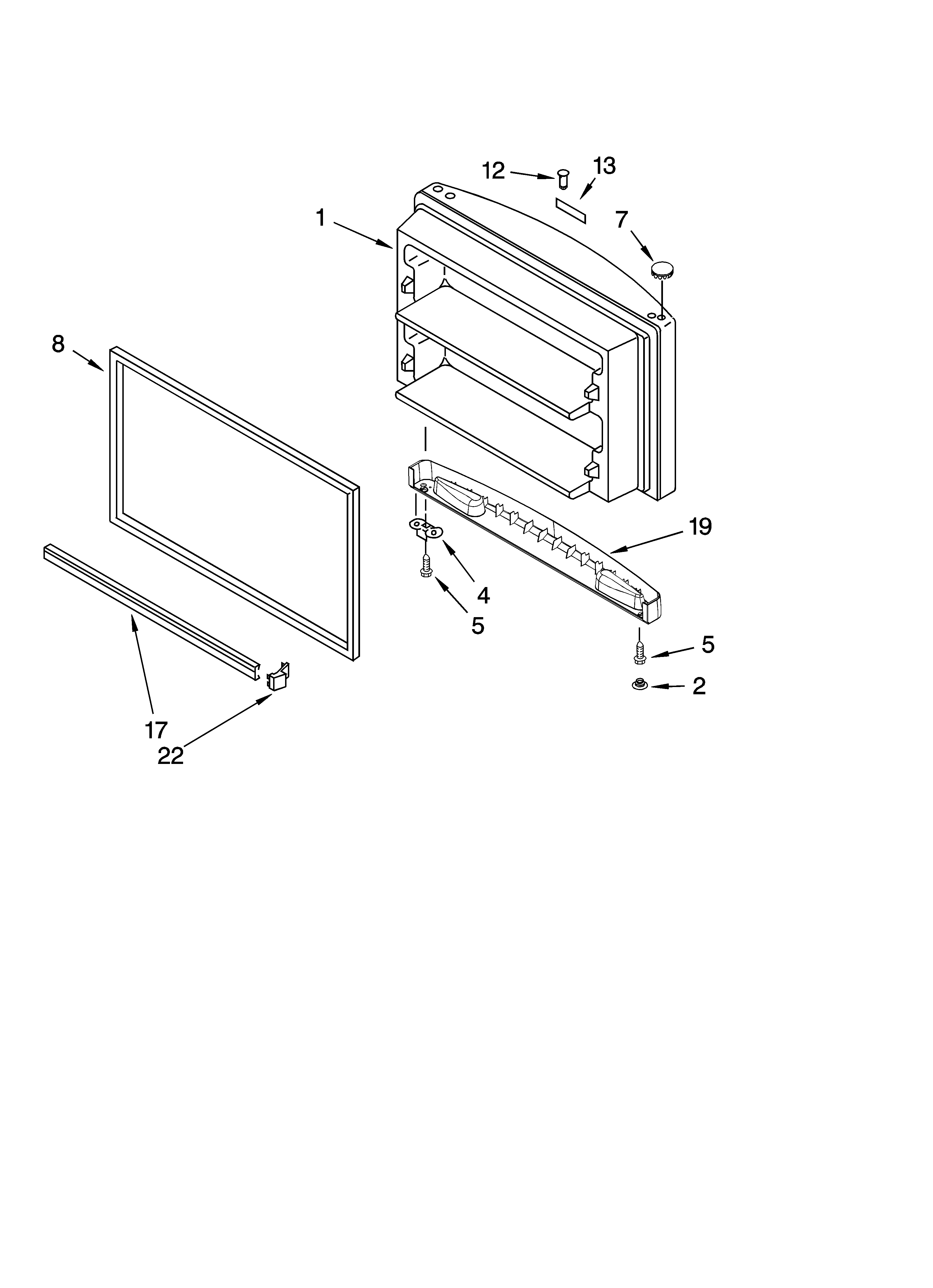 Kenmore 10676239402 freezer door parts diagram