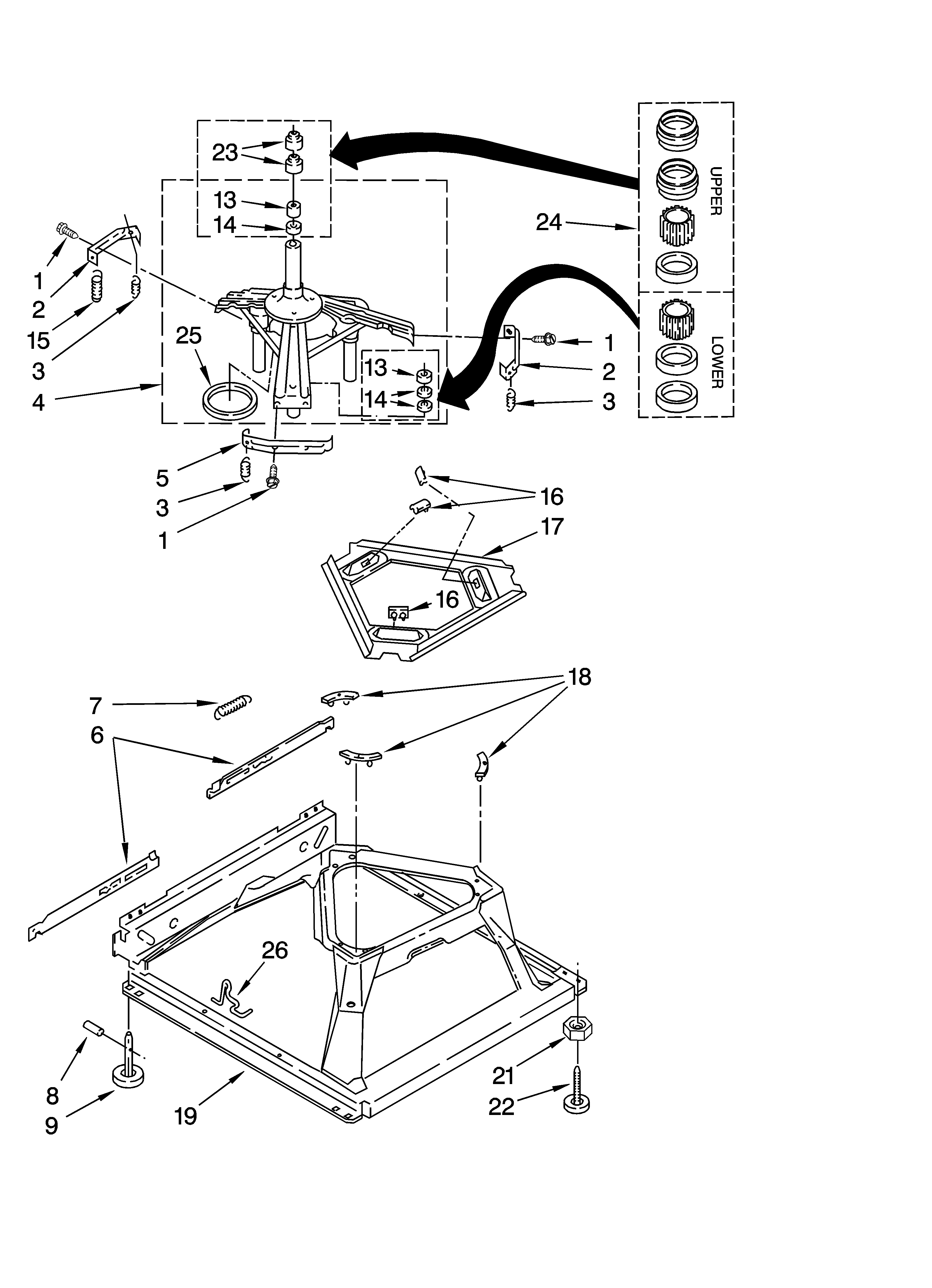 Kenmore 11020172001 machine base parts diagram