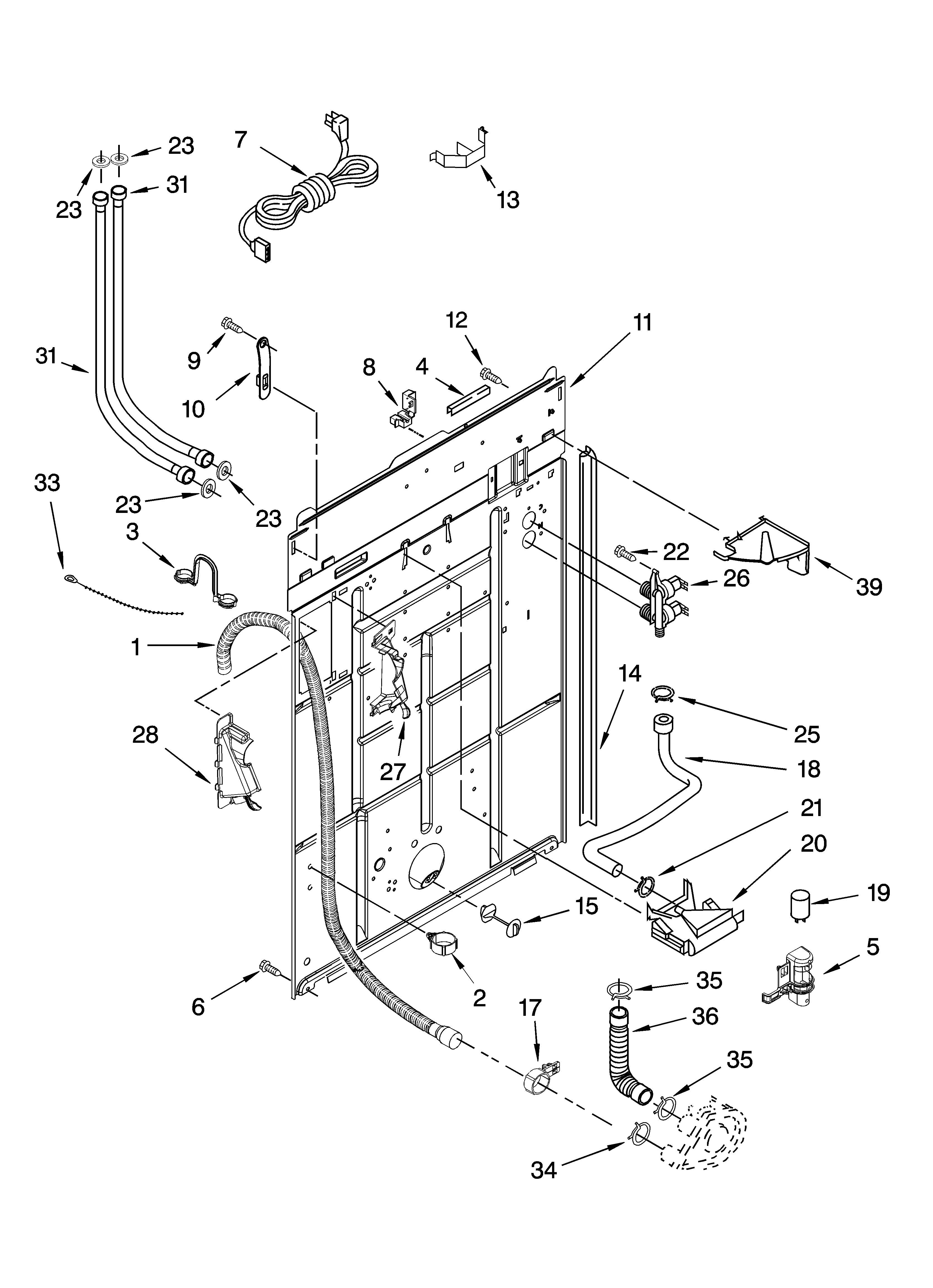 Kenmore 11026342501 rear panel parts diagram