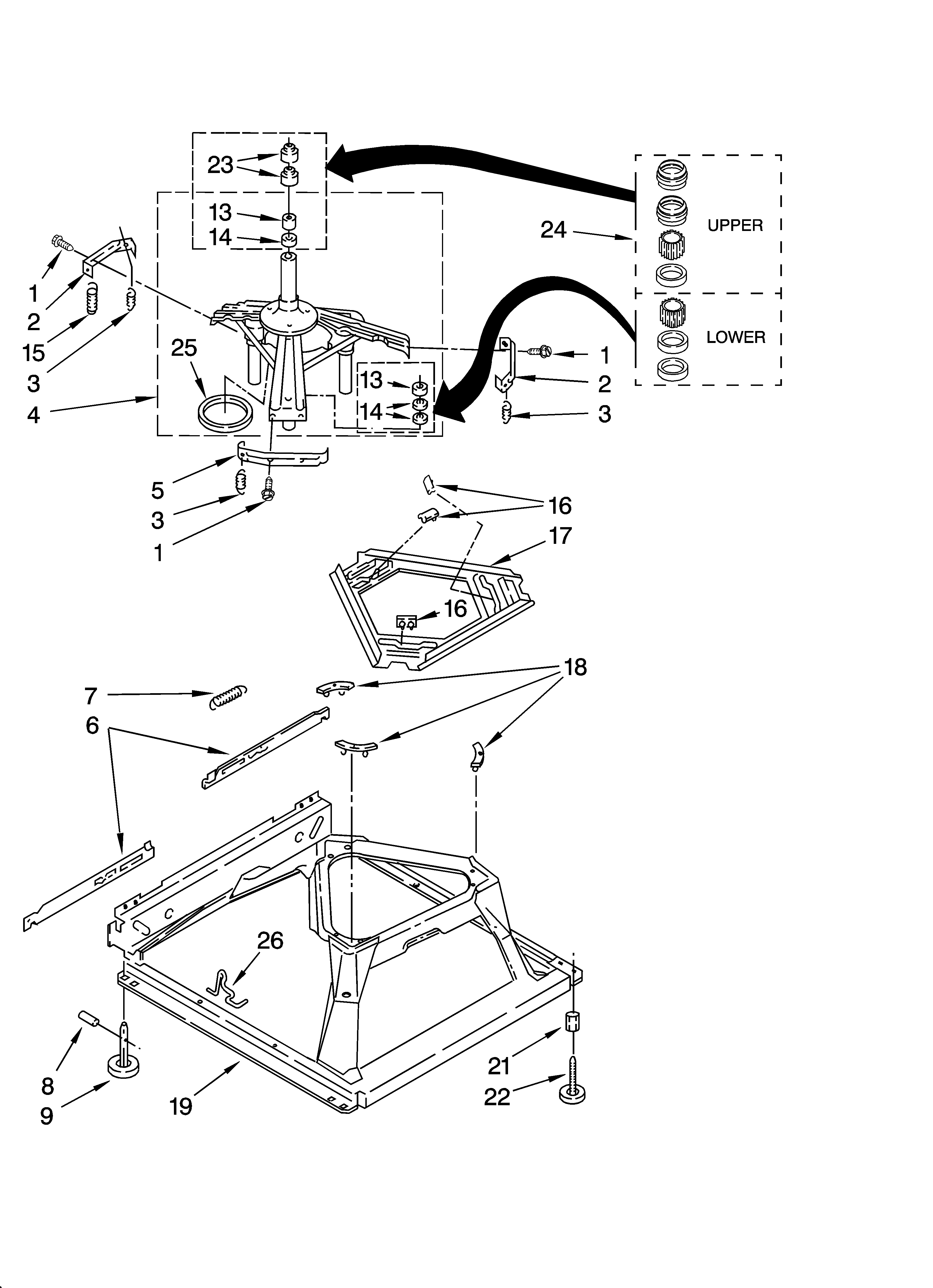 Kenmore 11026342501 machine base parts diagram