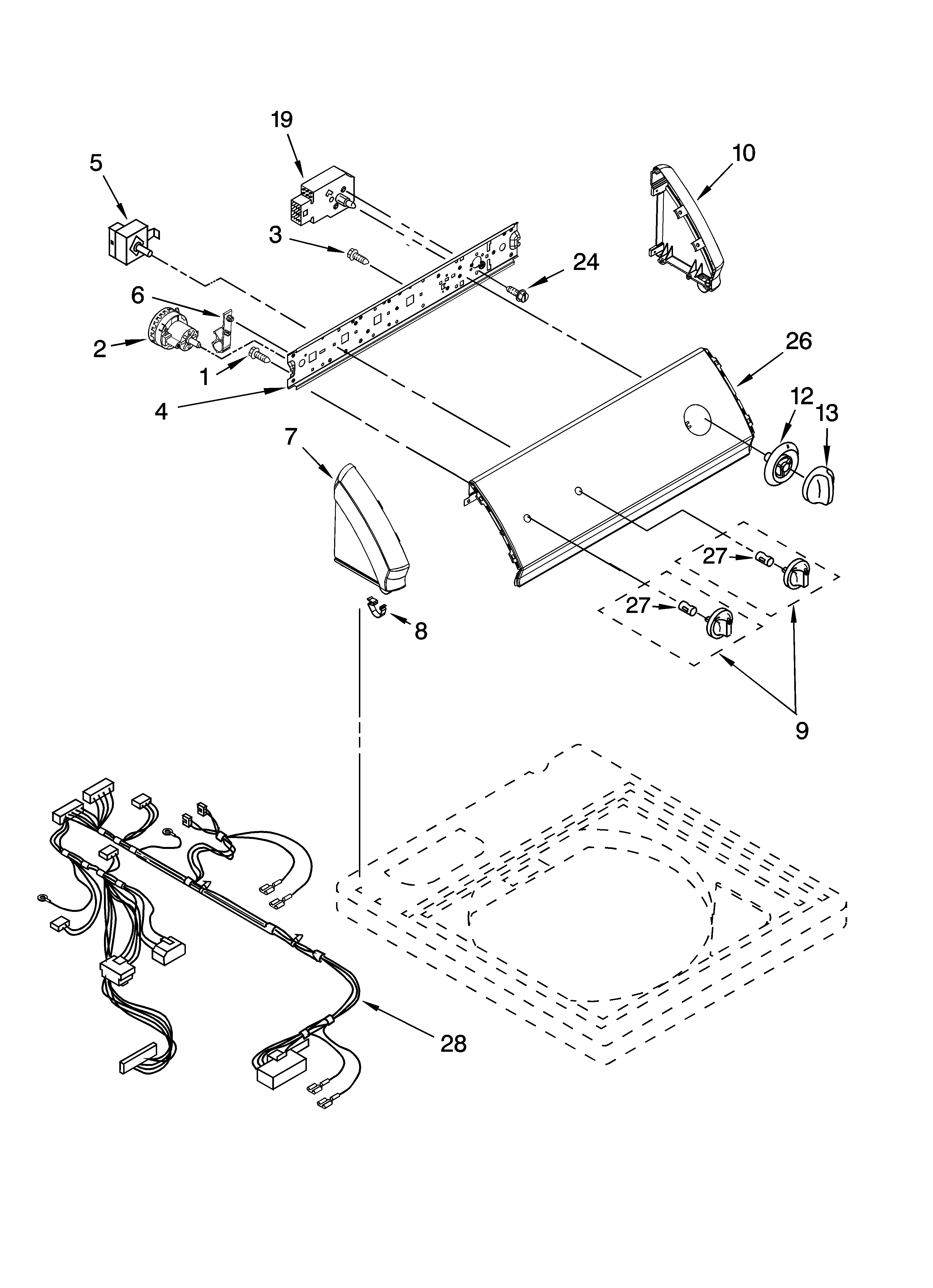 Kenmore 11026432501 control panel parts diagram