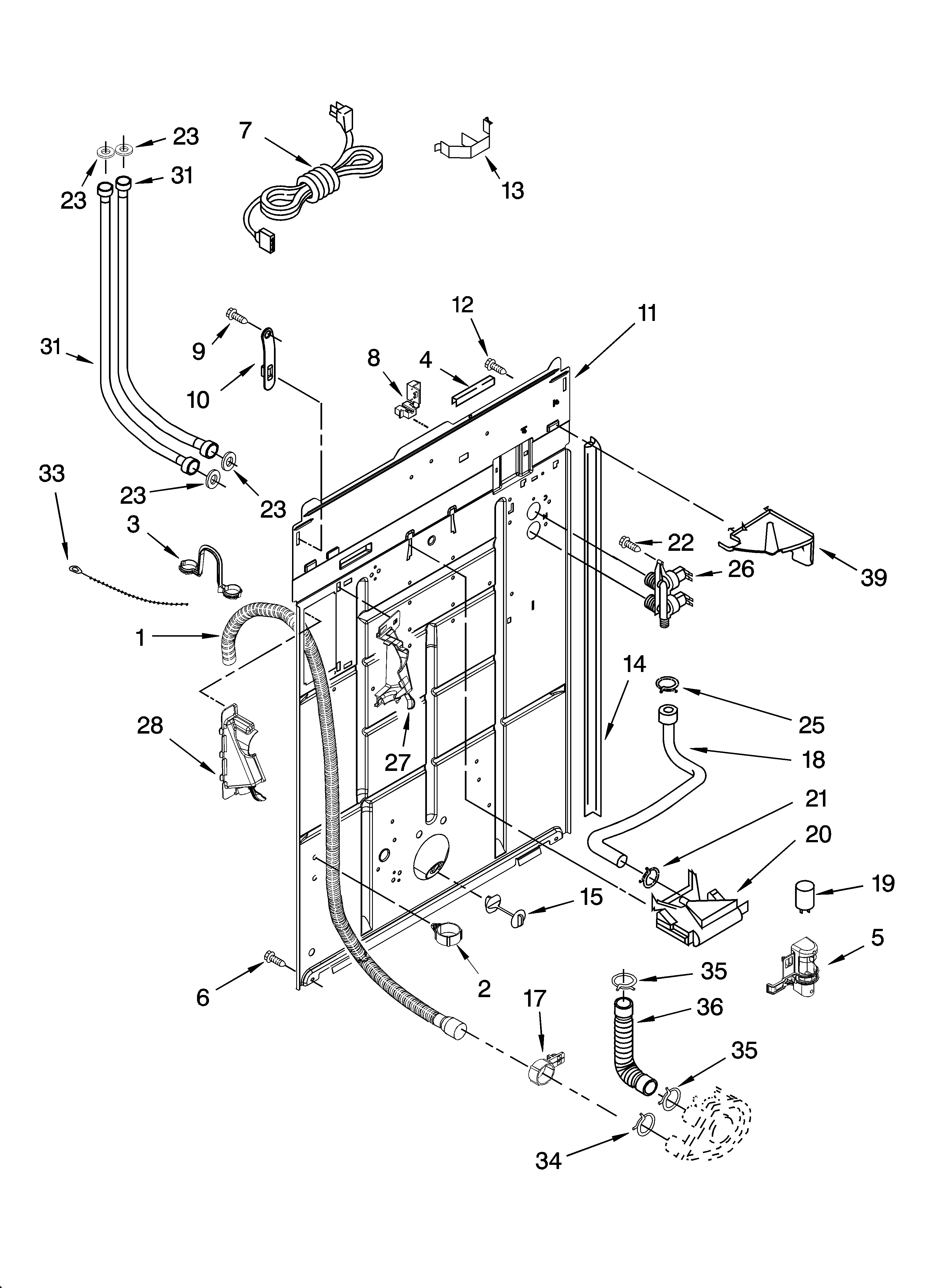 Kenmore 11026432501 rear panel parts diagram