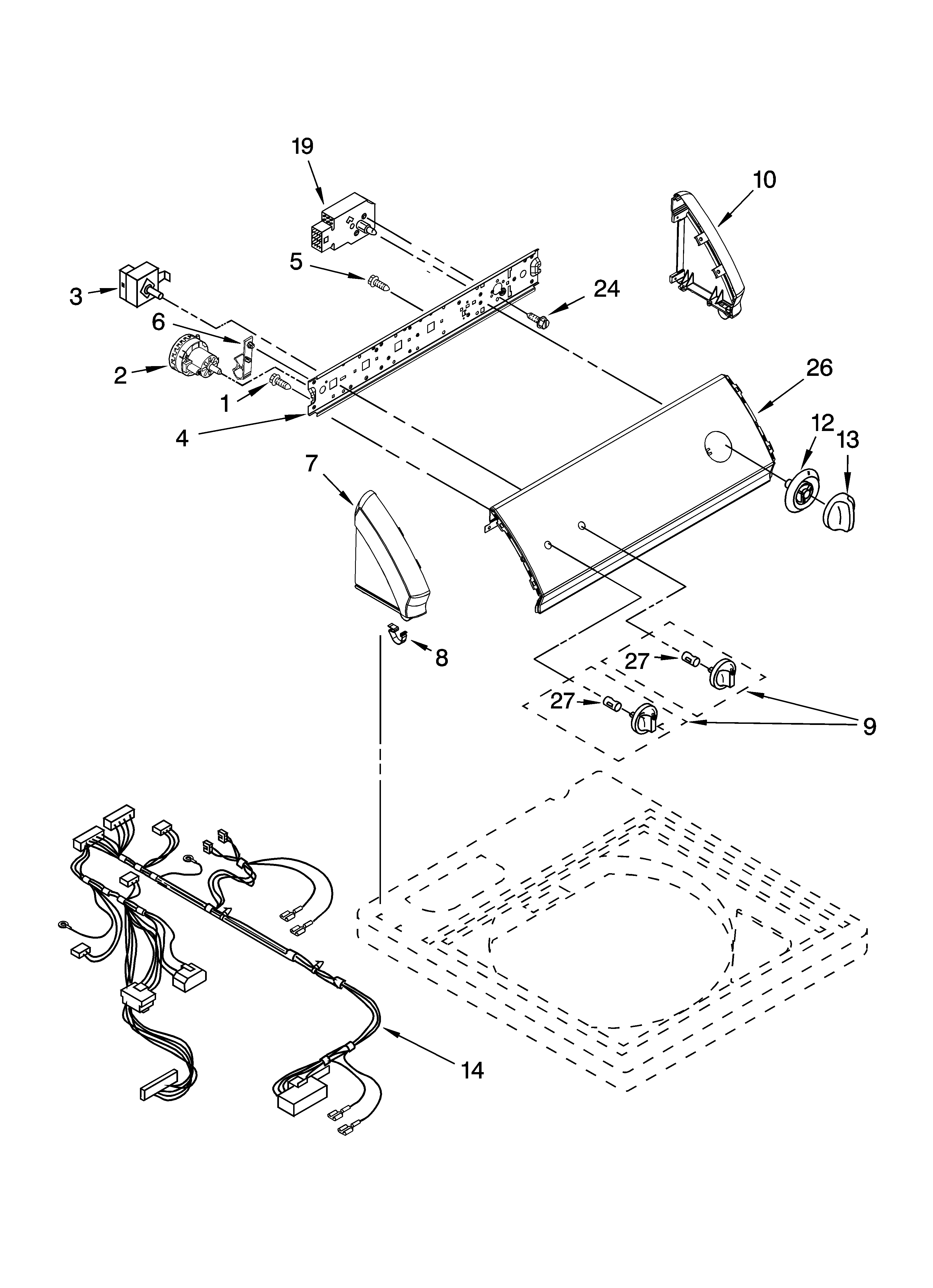Kenmore 11026632501 control panel parts diagram