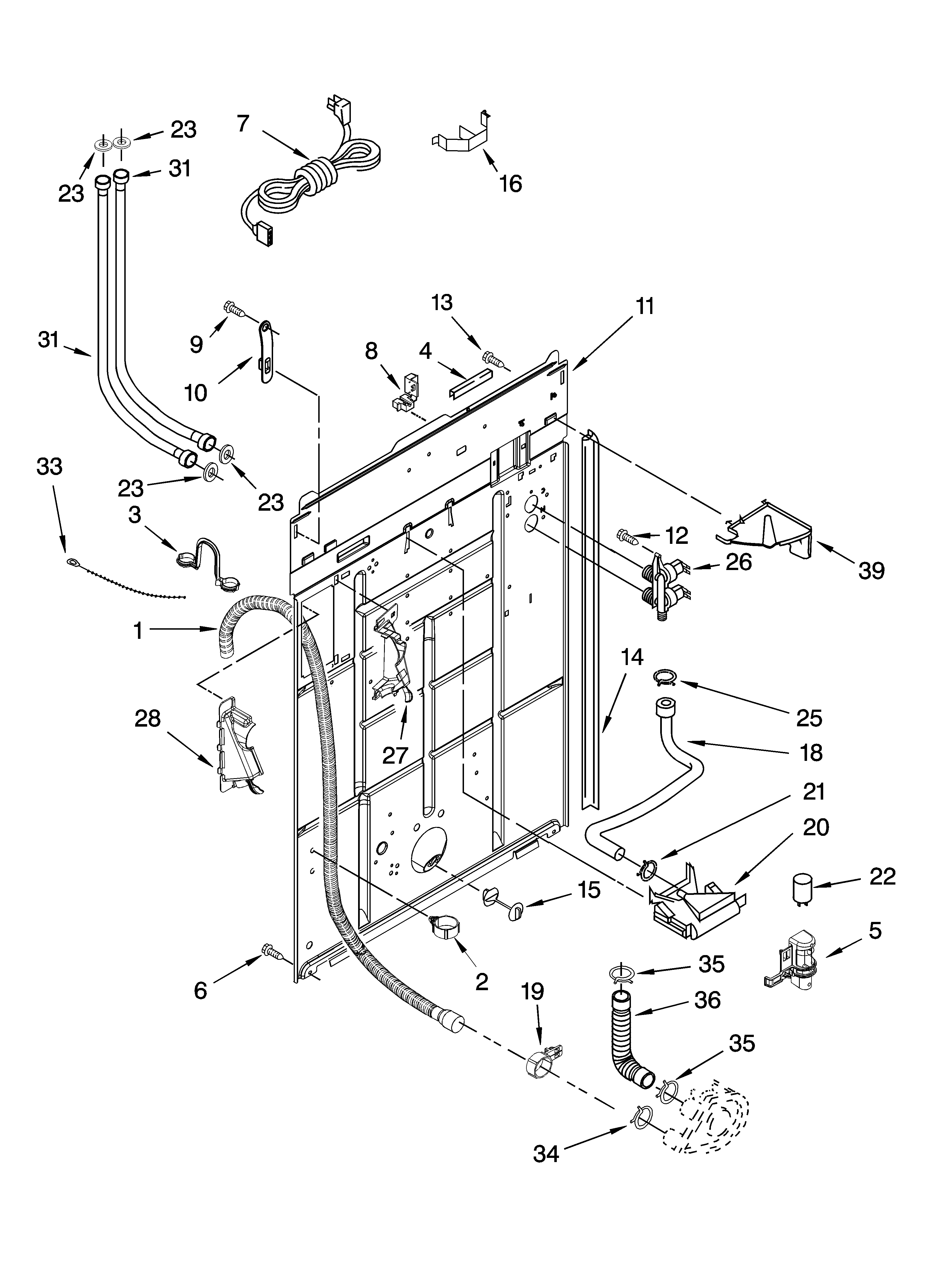 Kenmore 11026632501 rear panel parts diagram