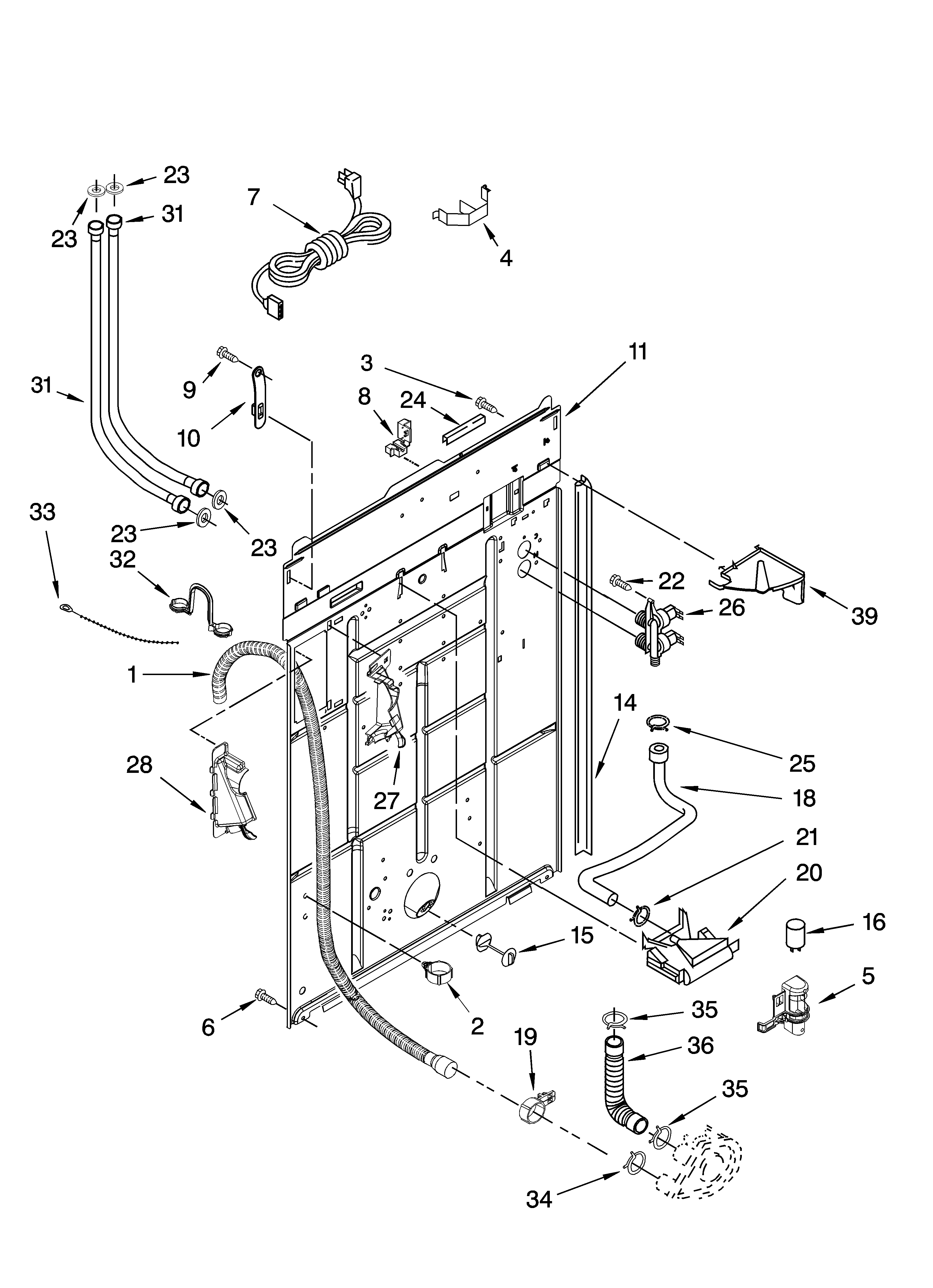 Kenmore 11026882501 rear panel parts diagram