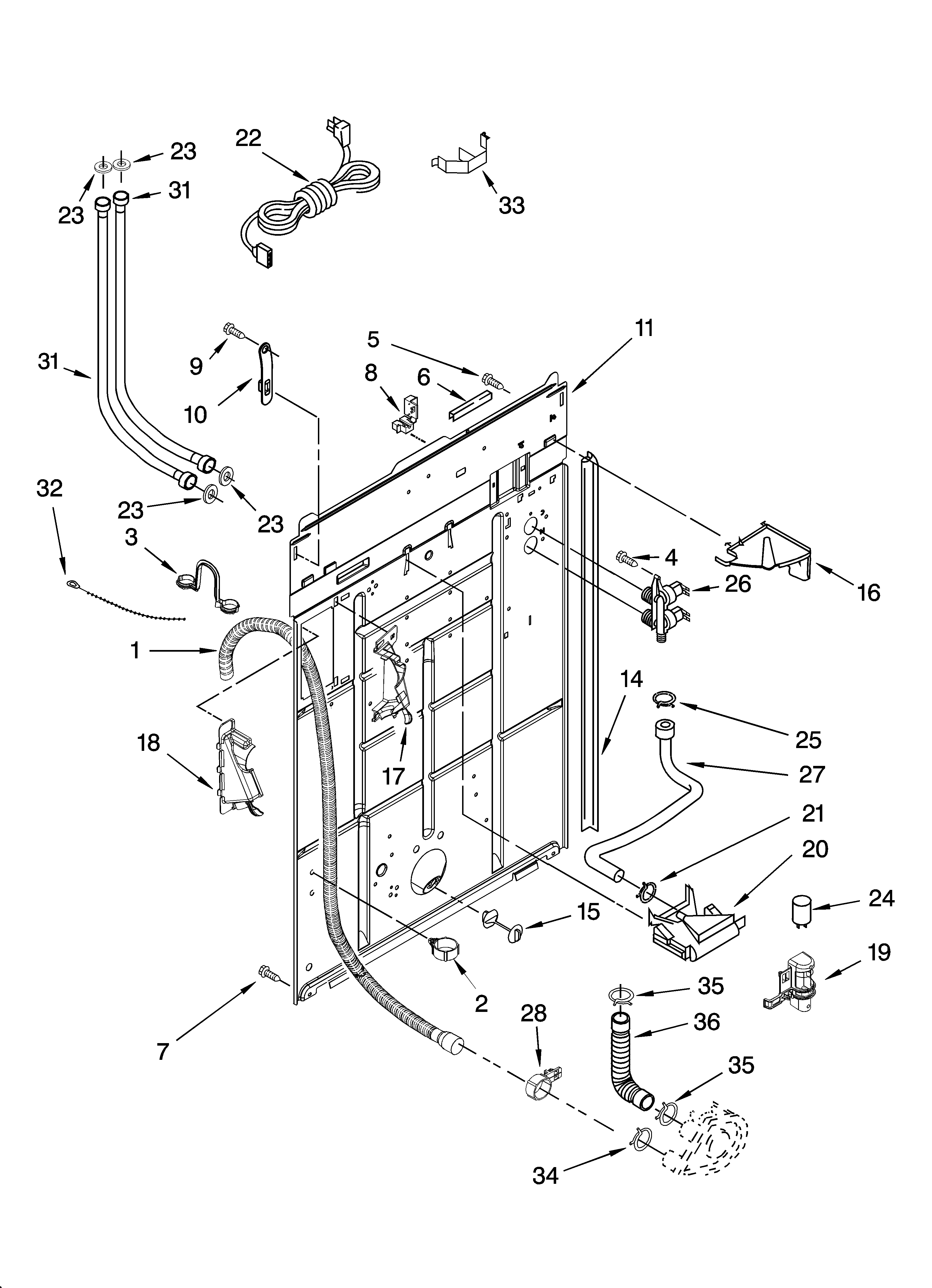 Kenmore Elite 11026944501 rear panel parts diagram