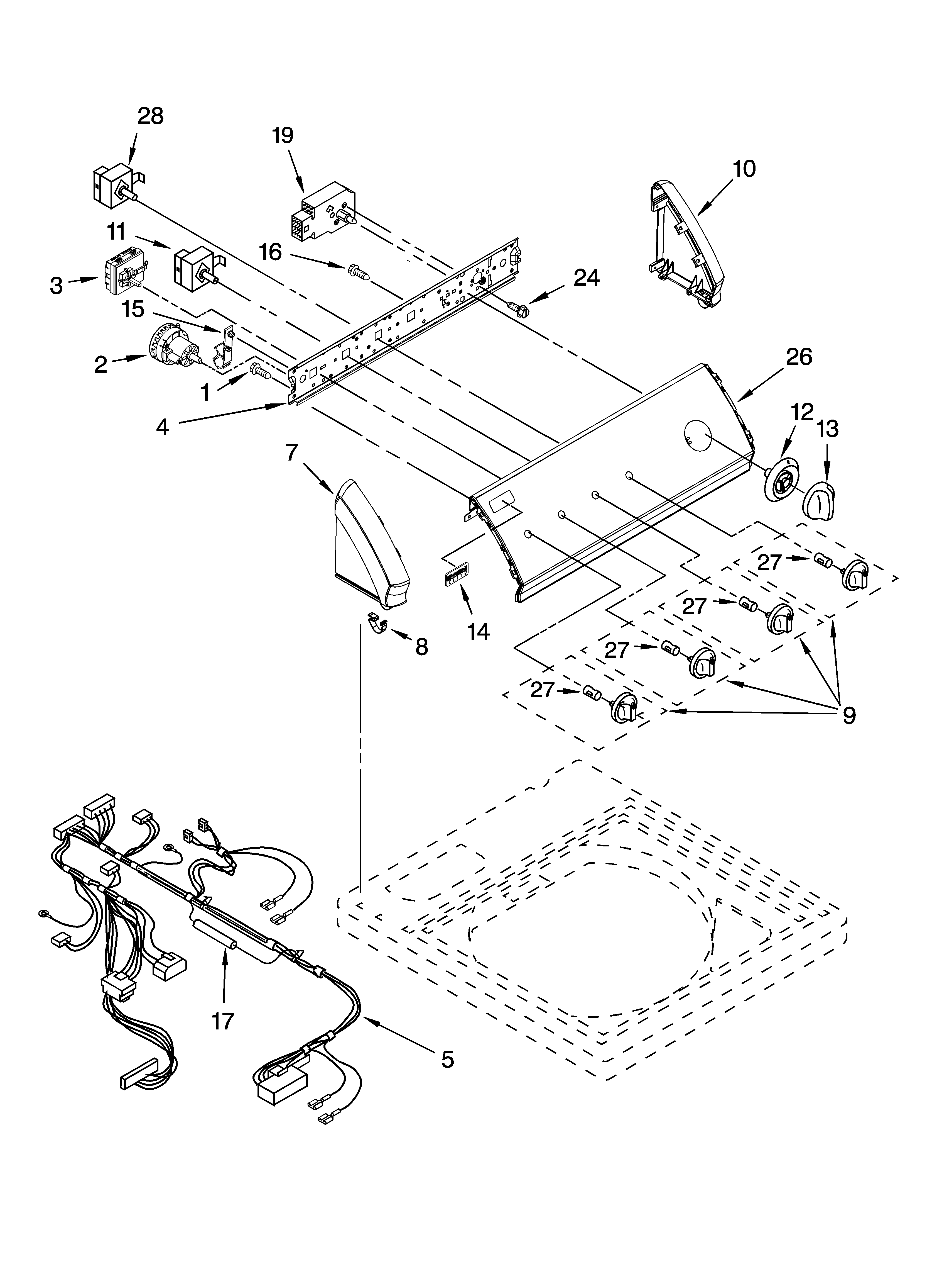 Kenmore Elite 11026962501 control panel parts diagram
