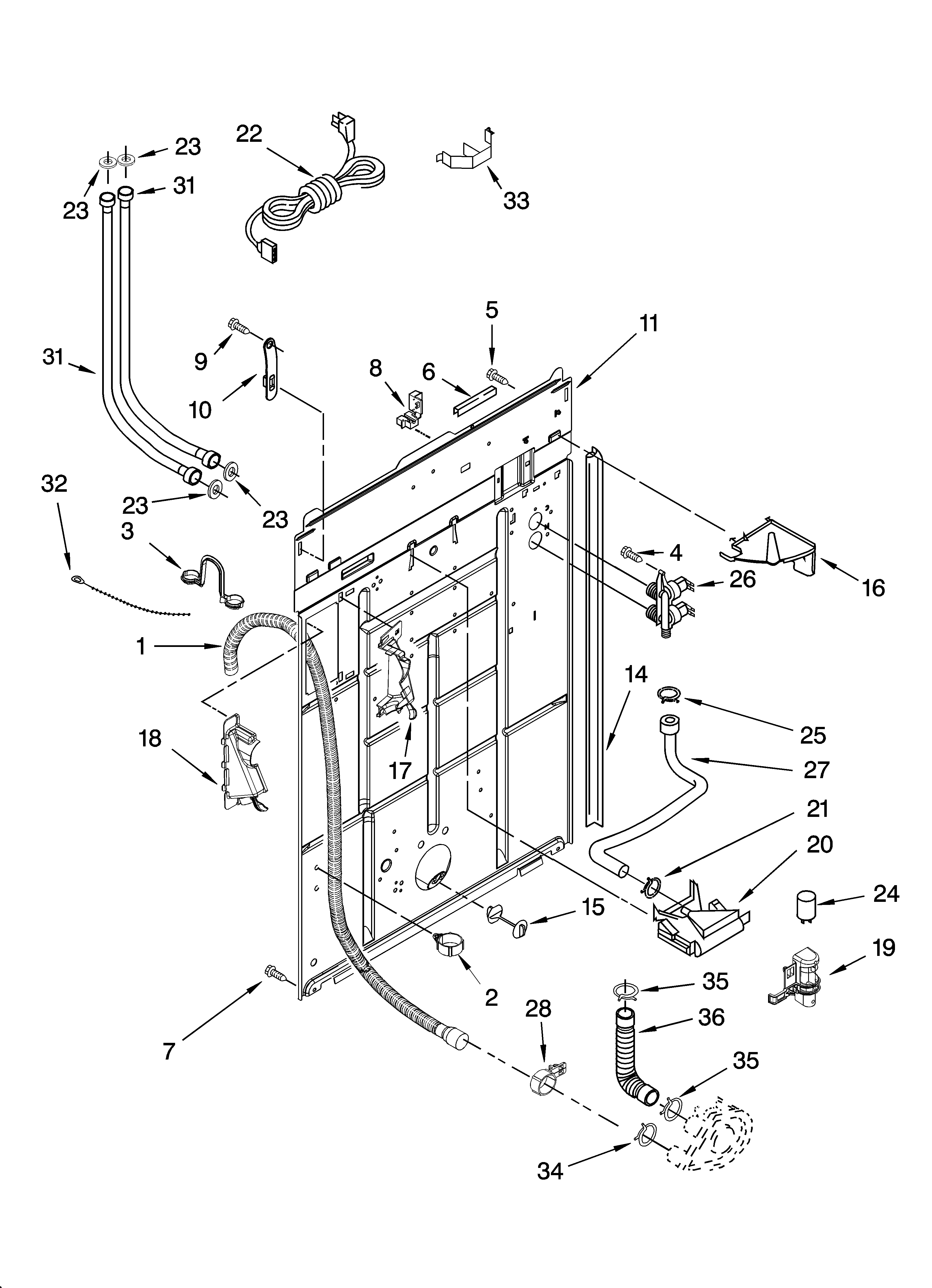 Kenmore Elite 11026962501 rear panel parts diagram