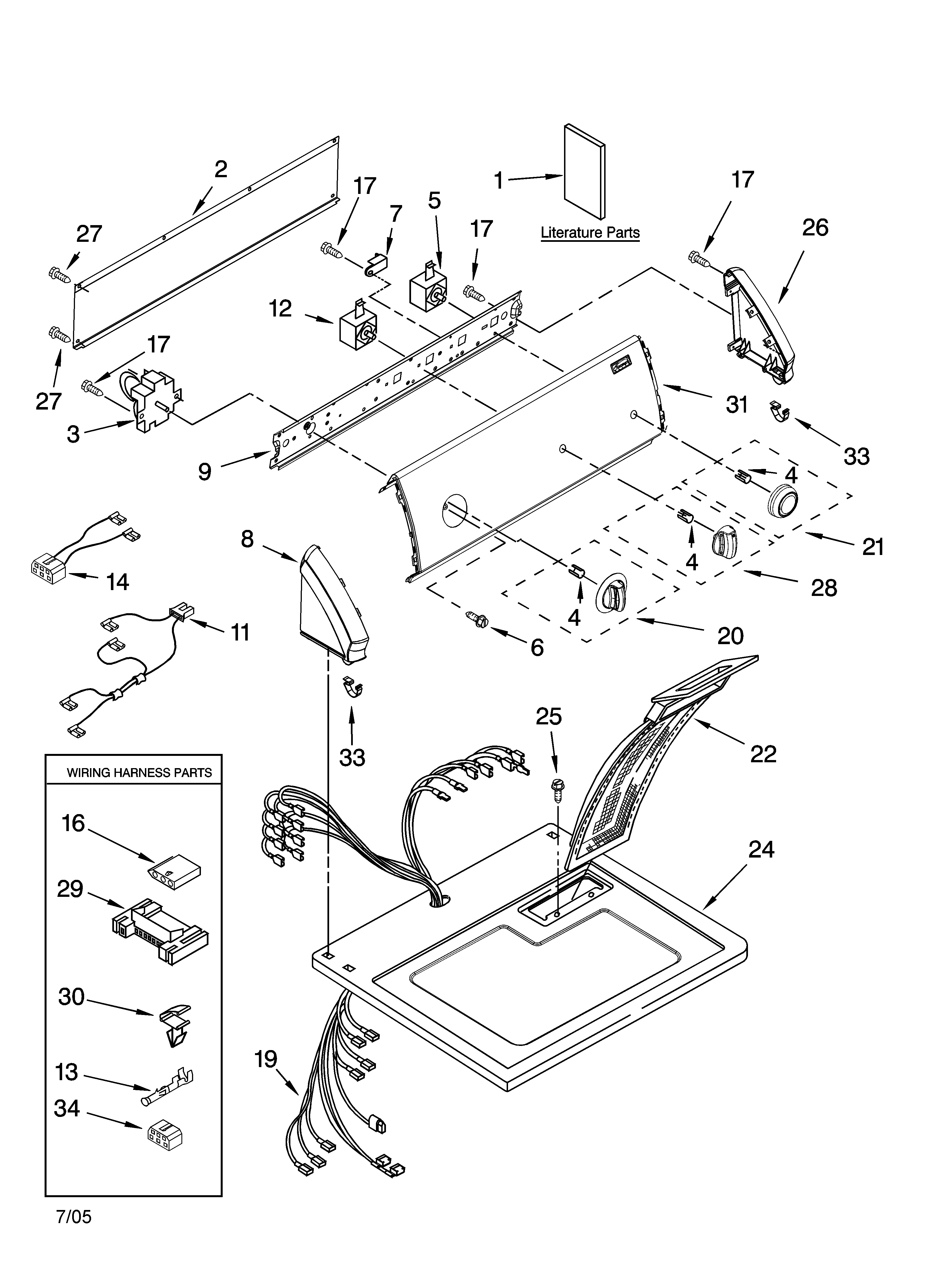 Kenmore 11066742500 top and console parts diagram