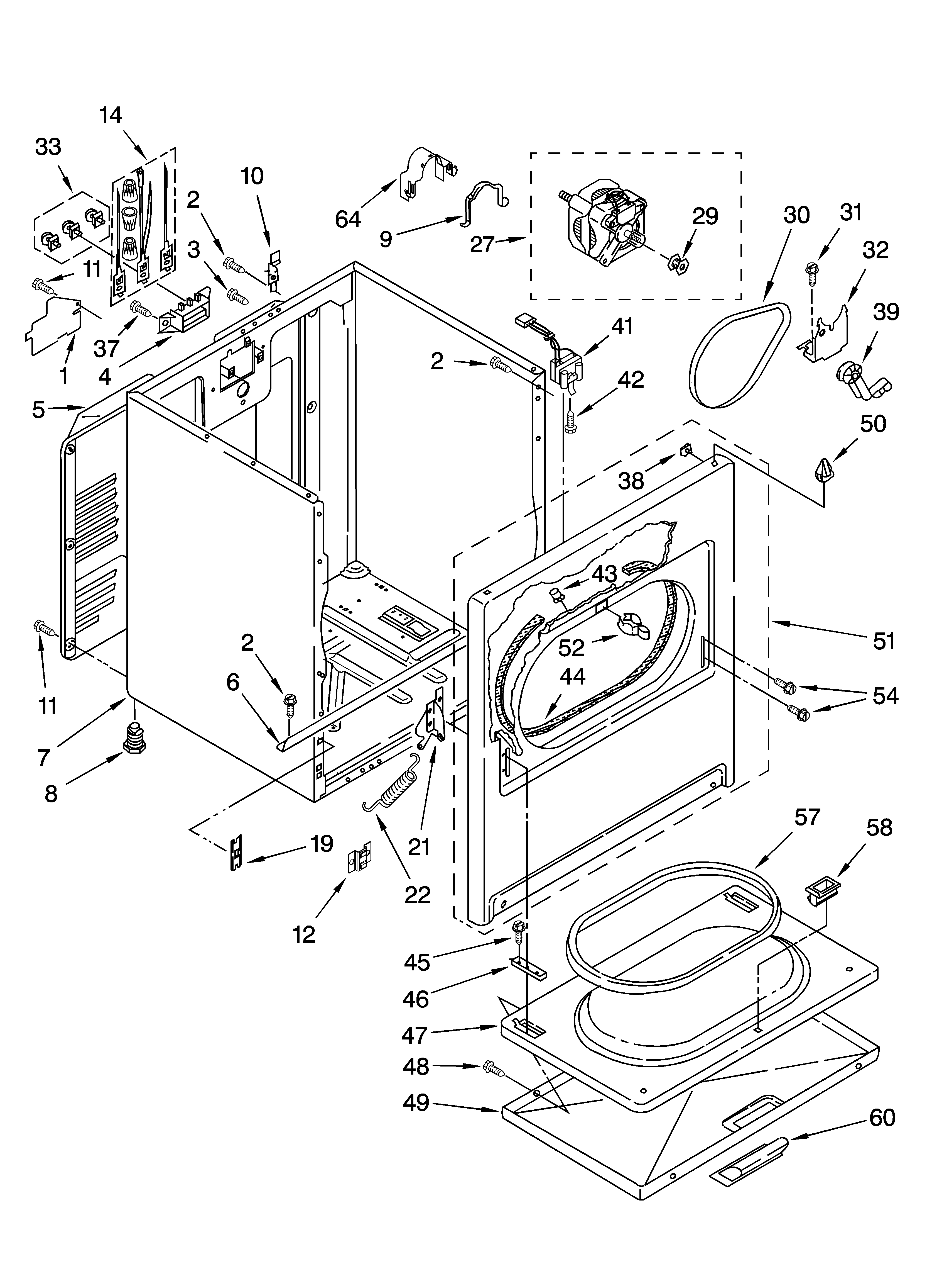 Kenmore 11066742500 cabinet parts diagram