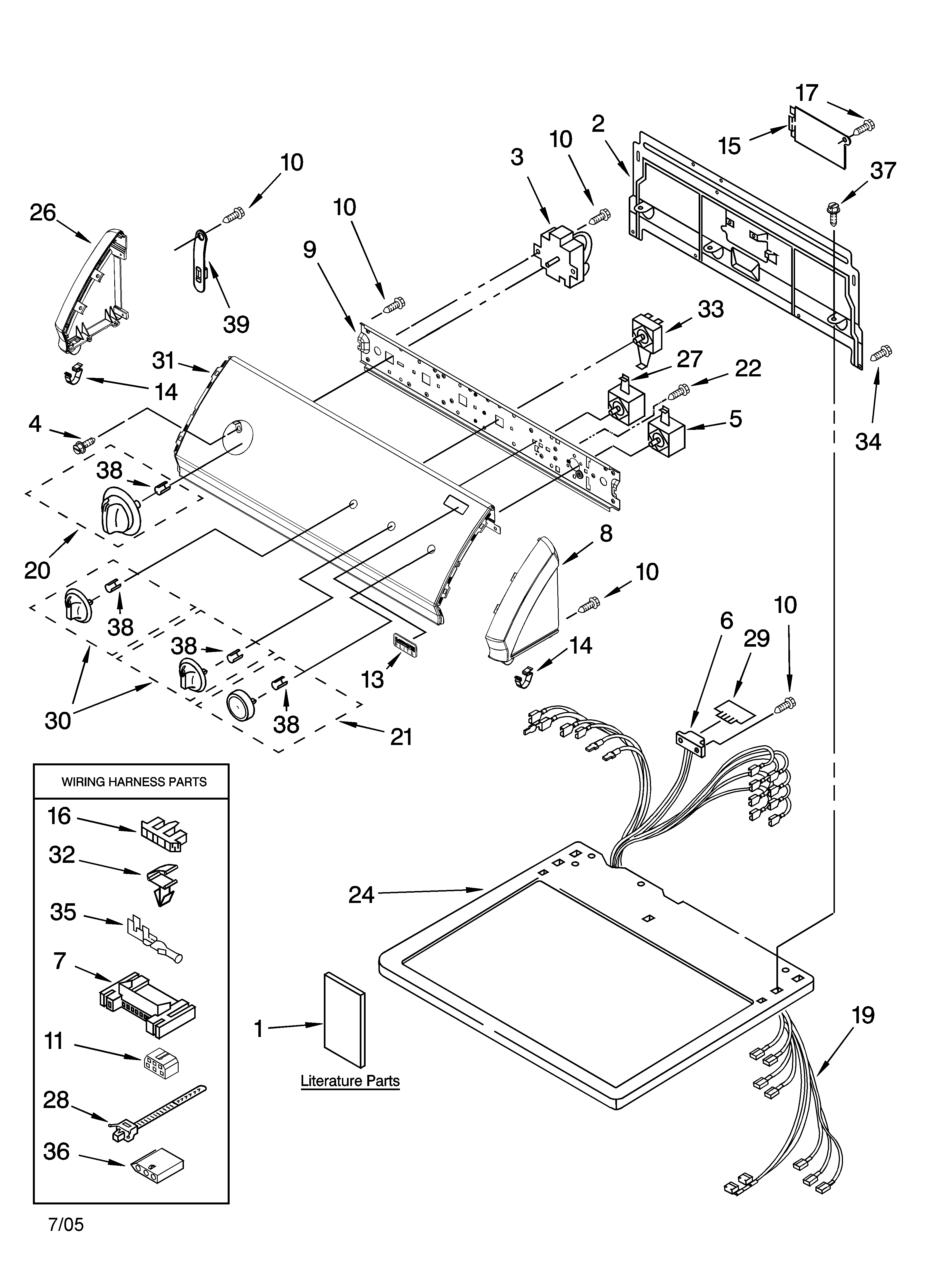 Kenmore Elite 11066942500 top and console parts diagram