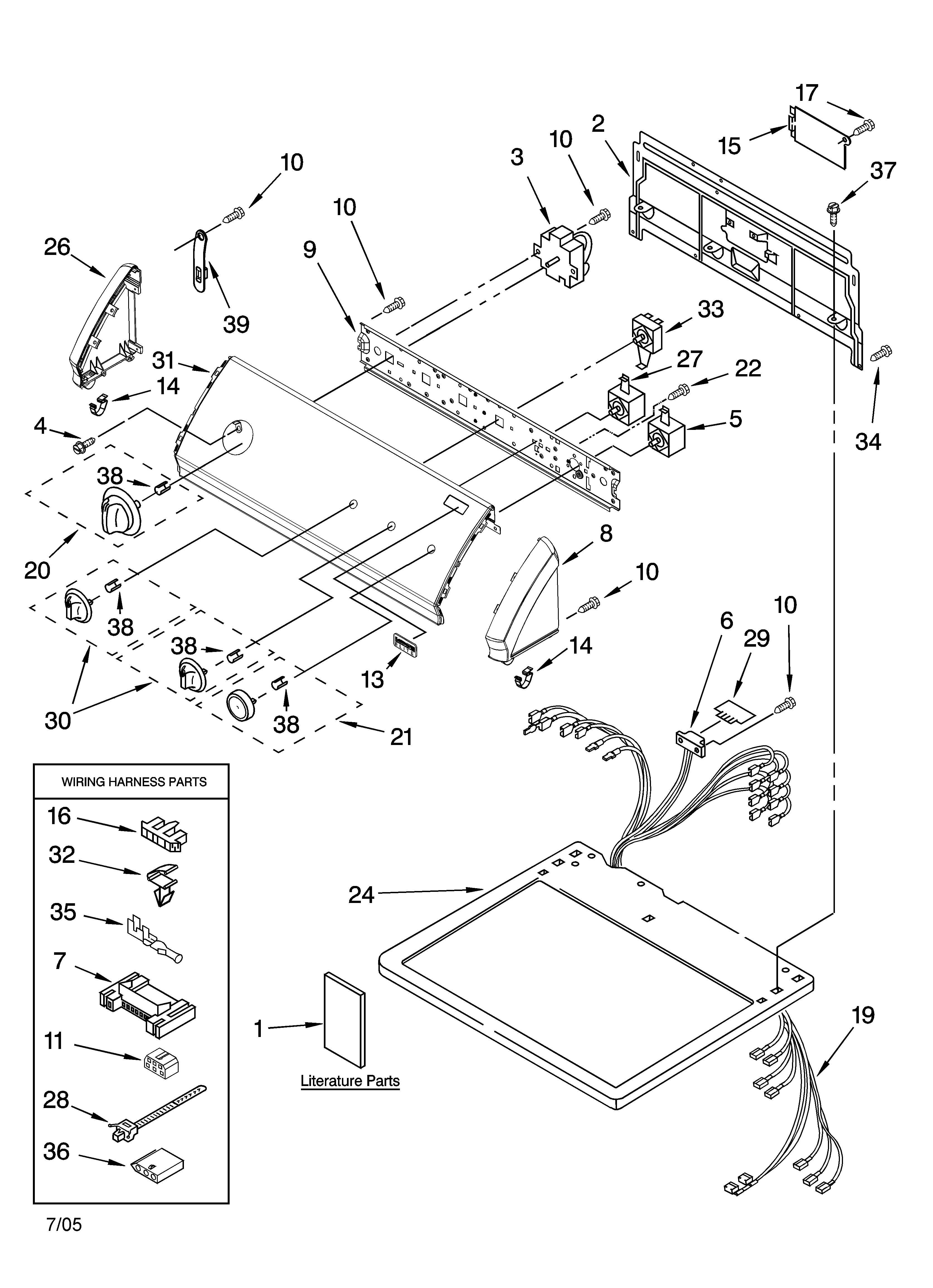 Kenmore Elite 11066964500 top and console parts diagram
