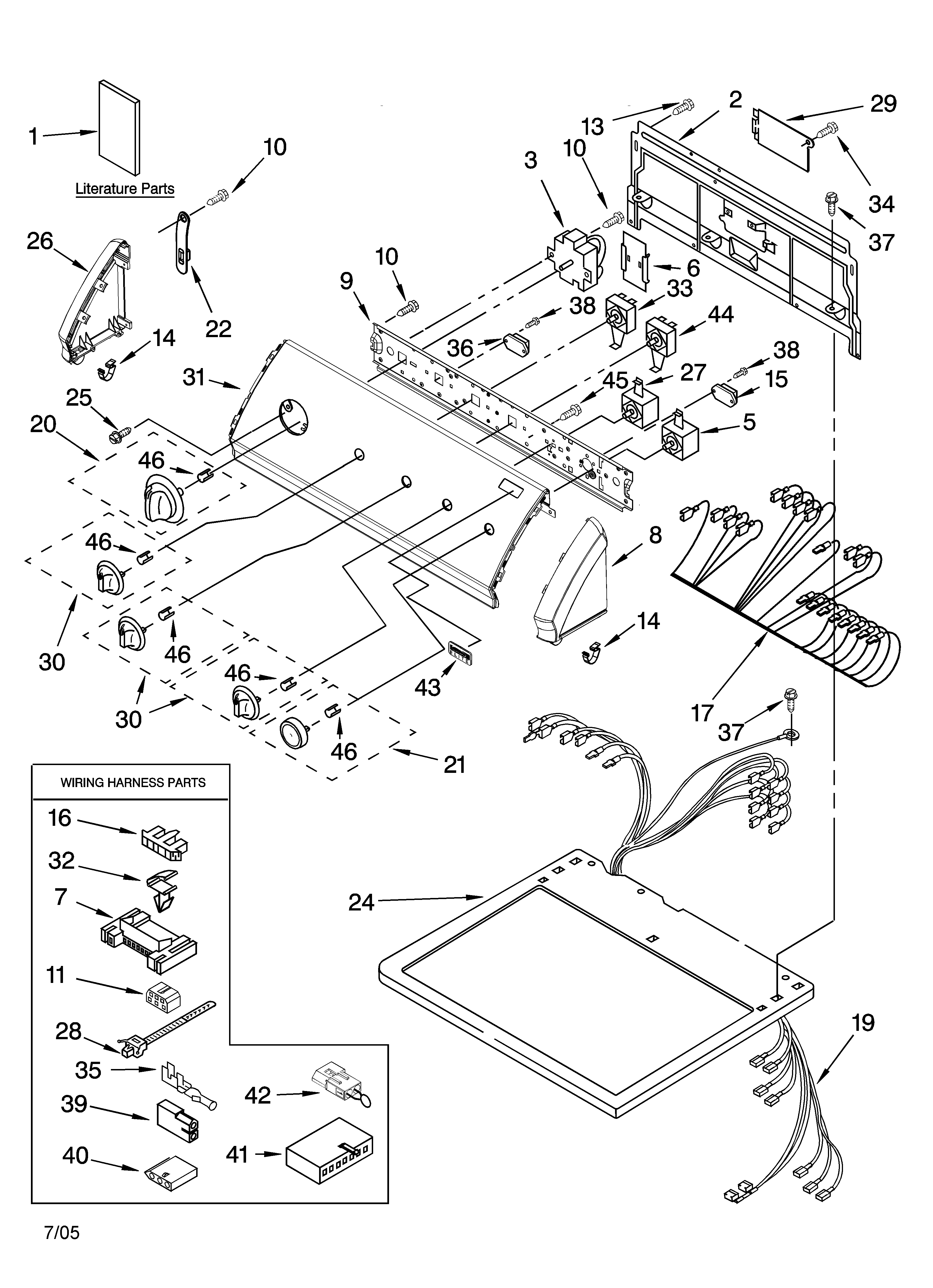 Kenmore 11066972500 top and console parts diagram