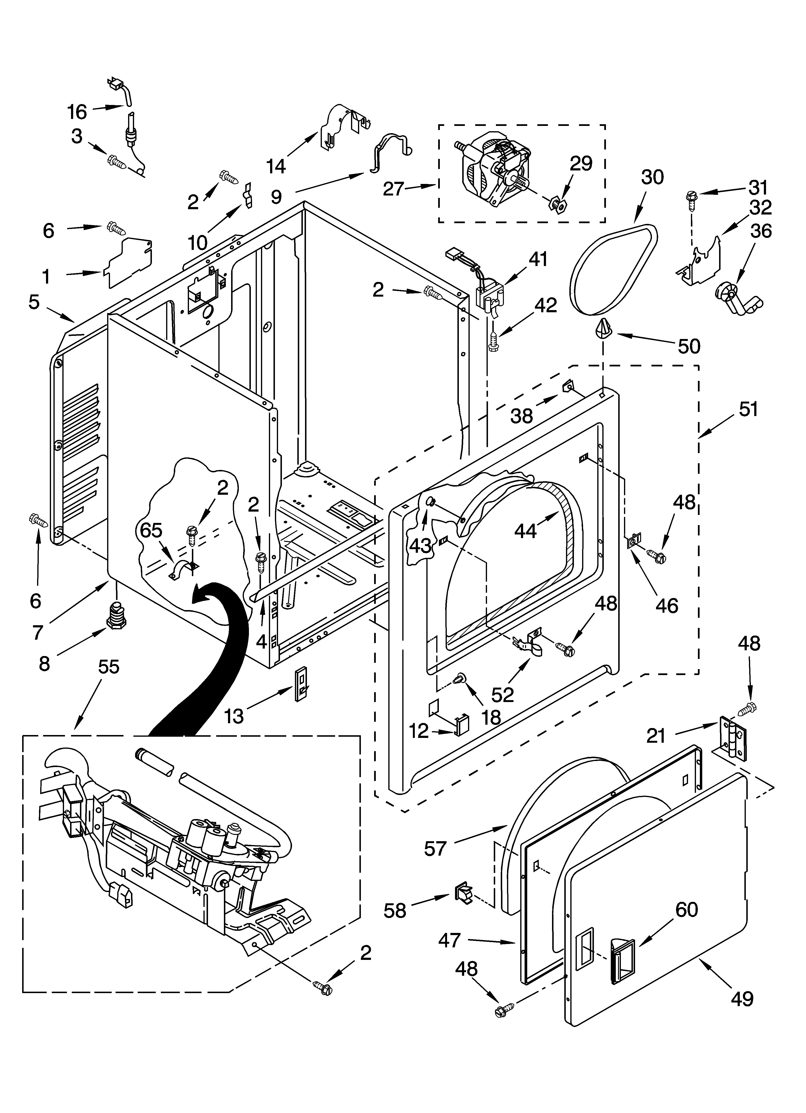 Kenmore 11076662500 cabinet parts diagram