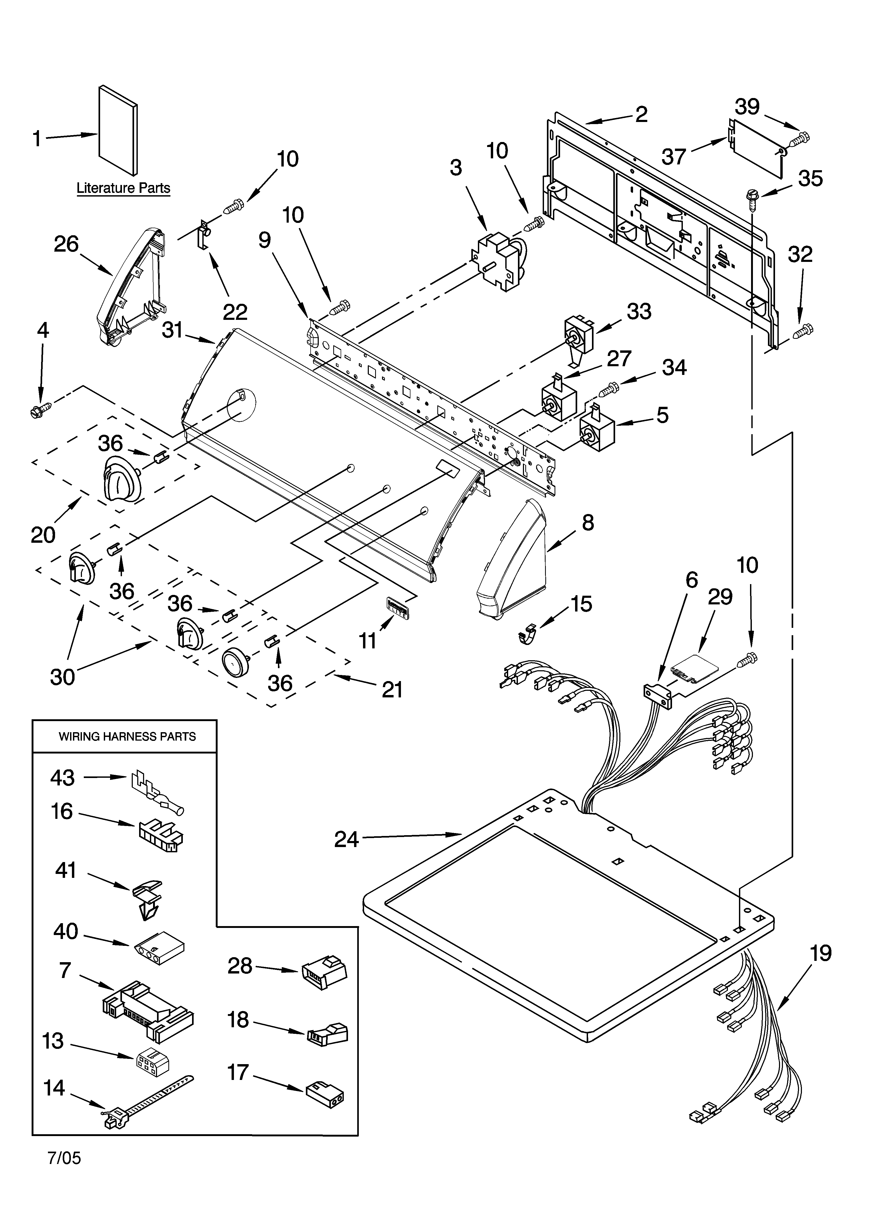Kenmore 11076926500 top and console parts diagram