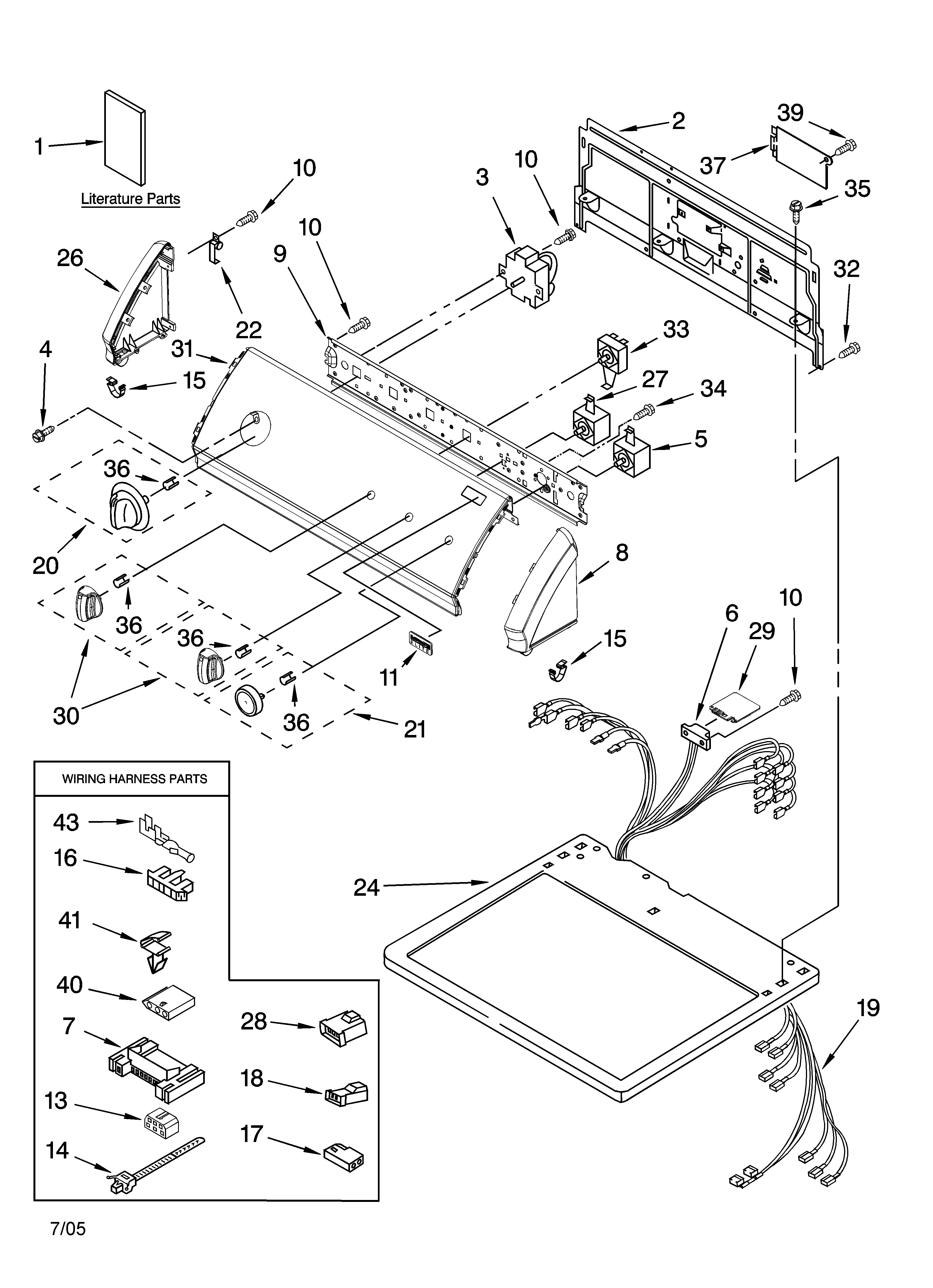 Kenmore Elite 11076966500 top and console parts diagram