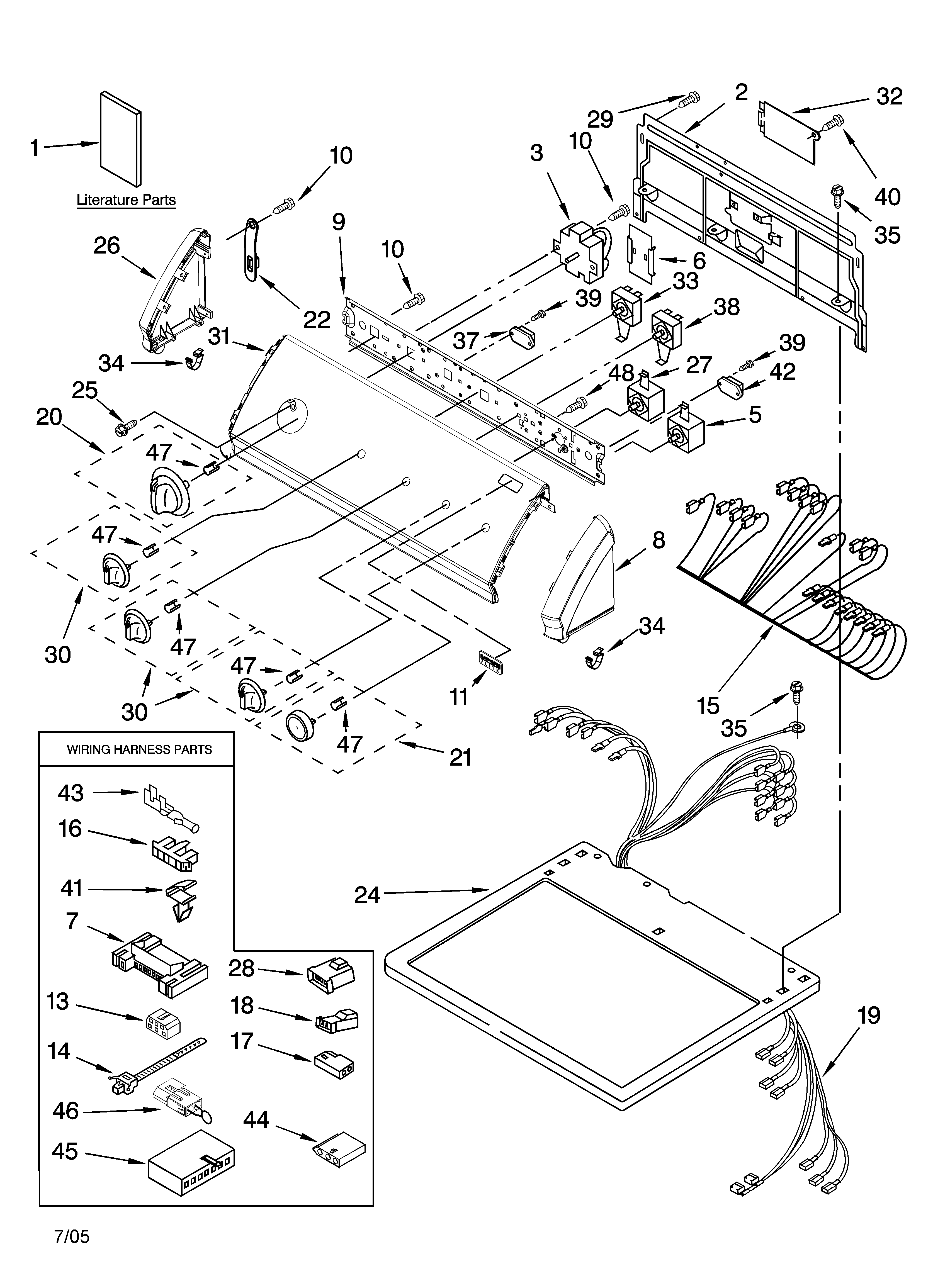 Kenmore Elite 11076972500 top and console parts diagram