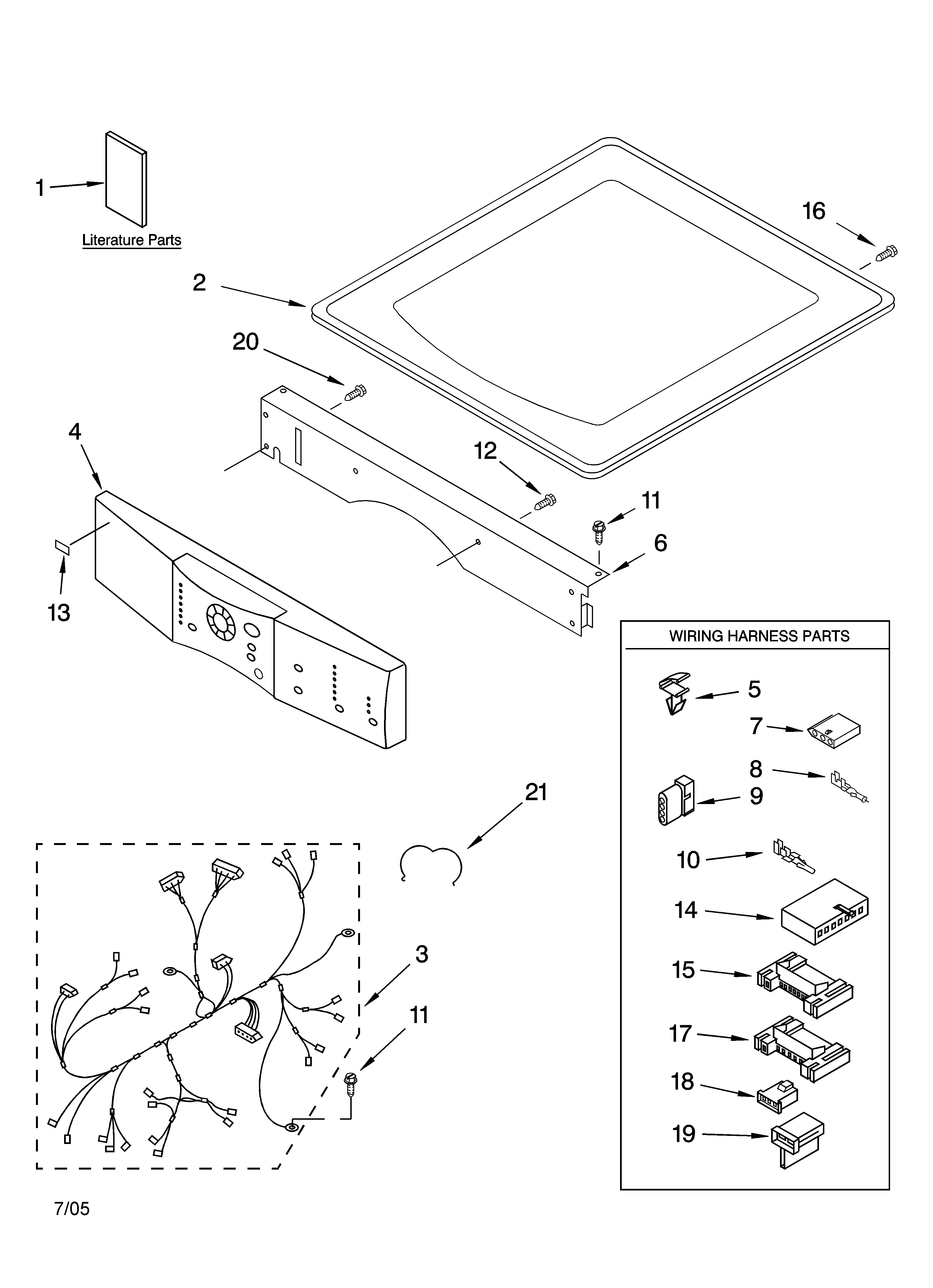 Kenmore Elite 11095089401 top and console parts diagram