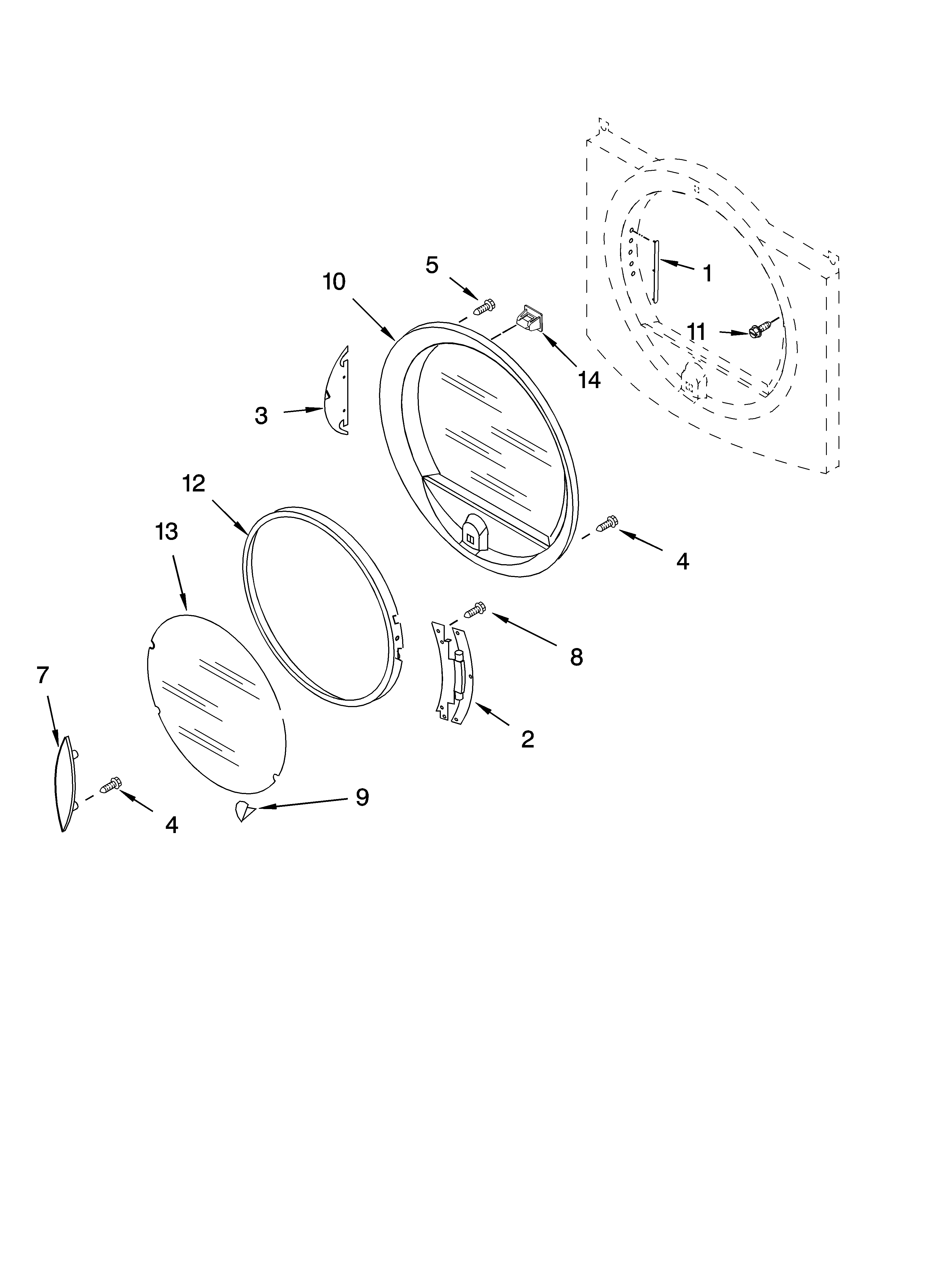 Kenmore Elite 11095089401 door parts, optional parts (not included) diagram