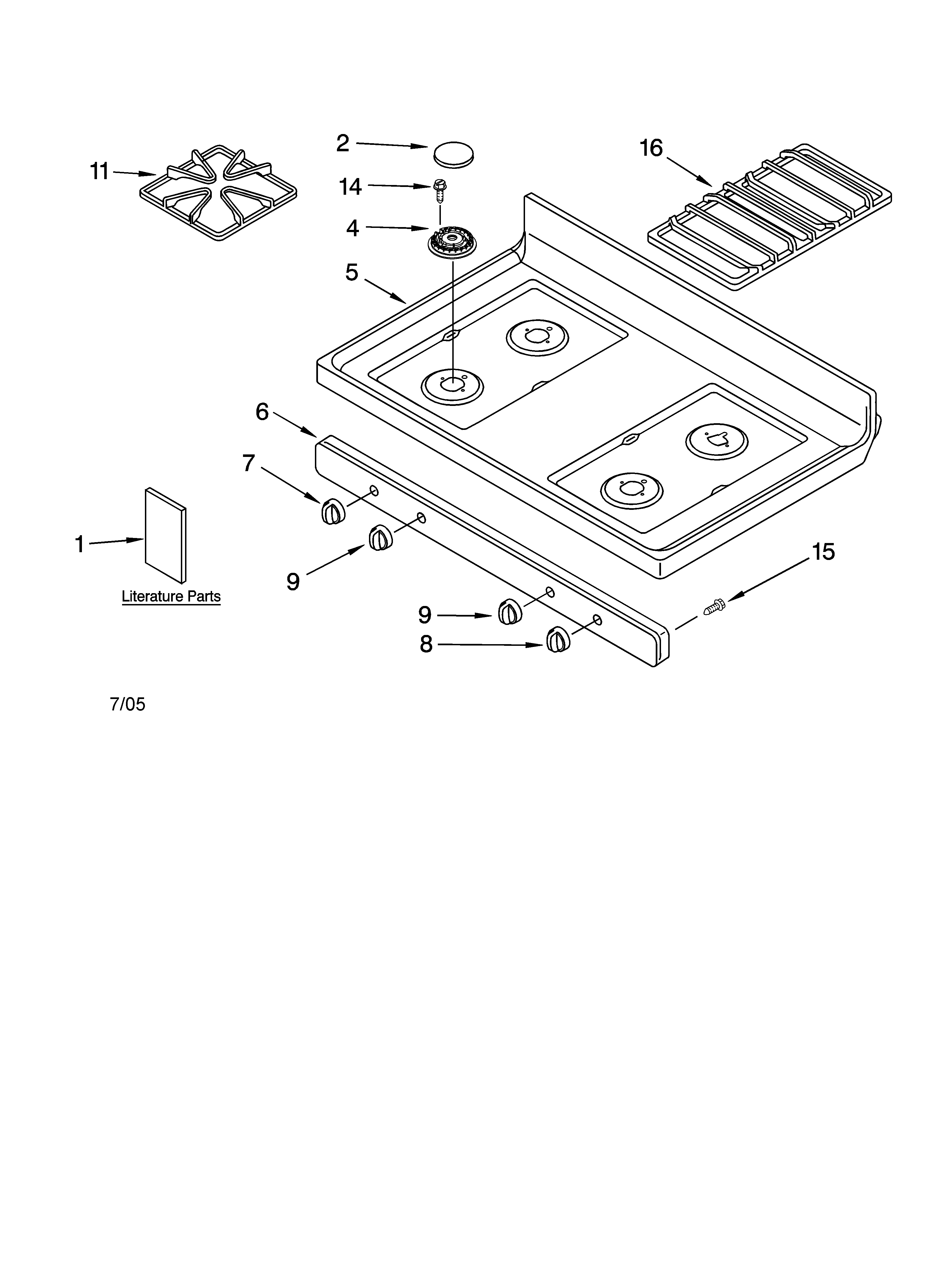 Kenmore 66575272500 cooktop parts diagram