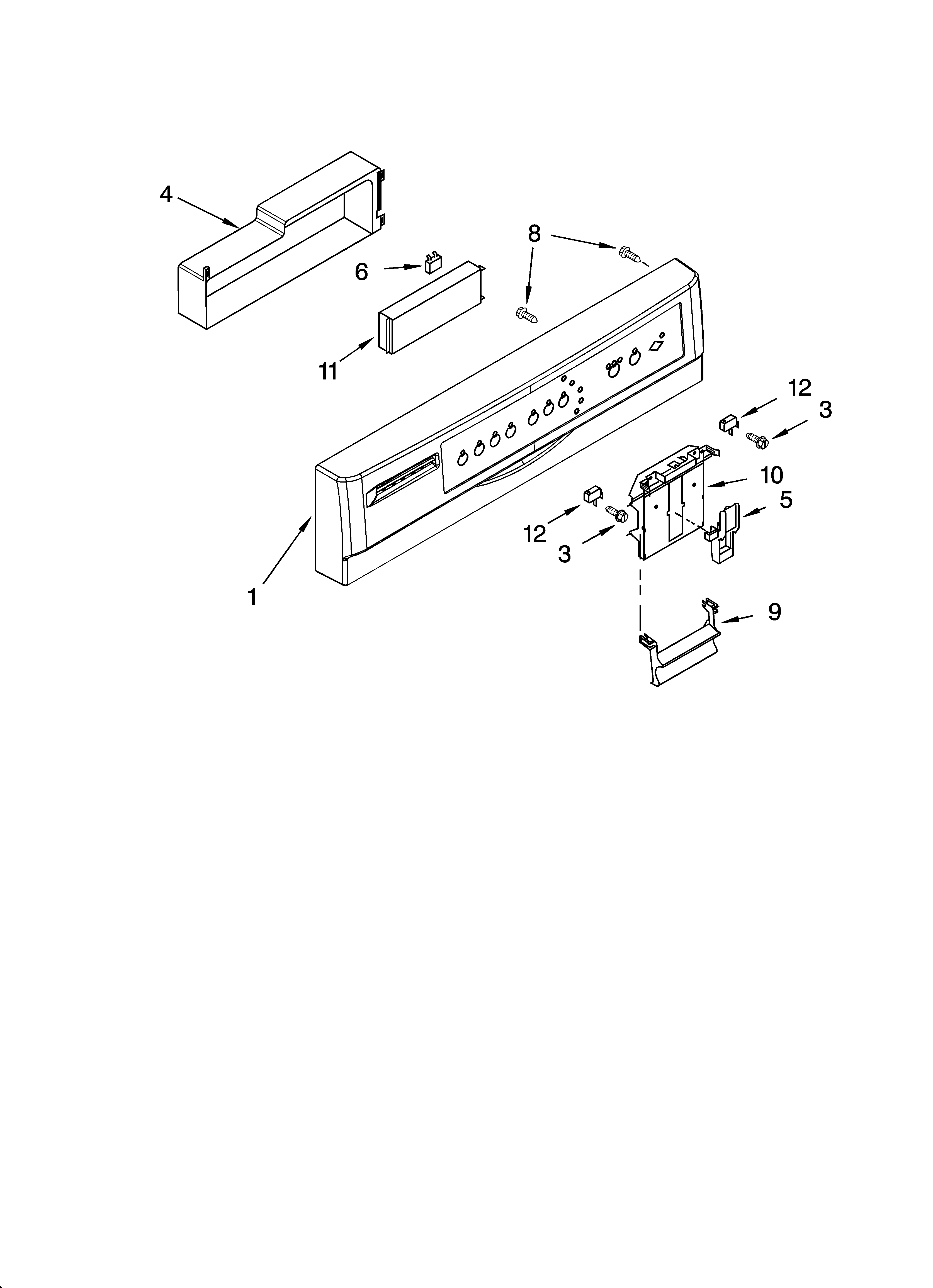 Kenmore 66517023402 control panel parts diagram
