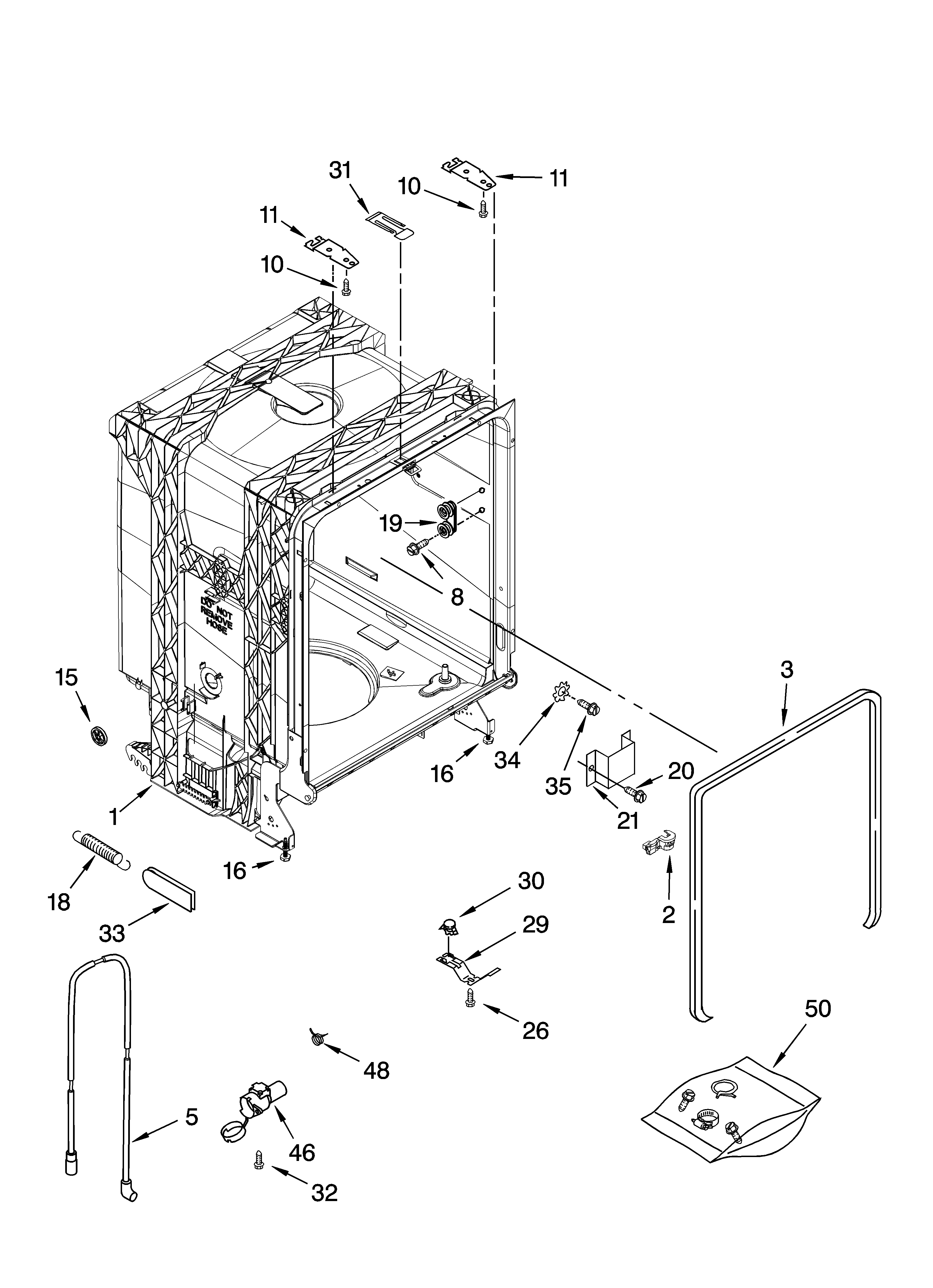 Kenmore 66517023402 tub and frame parts diagram