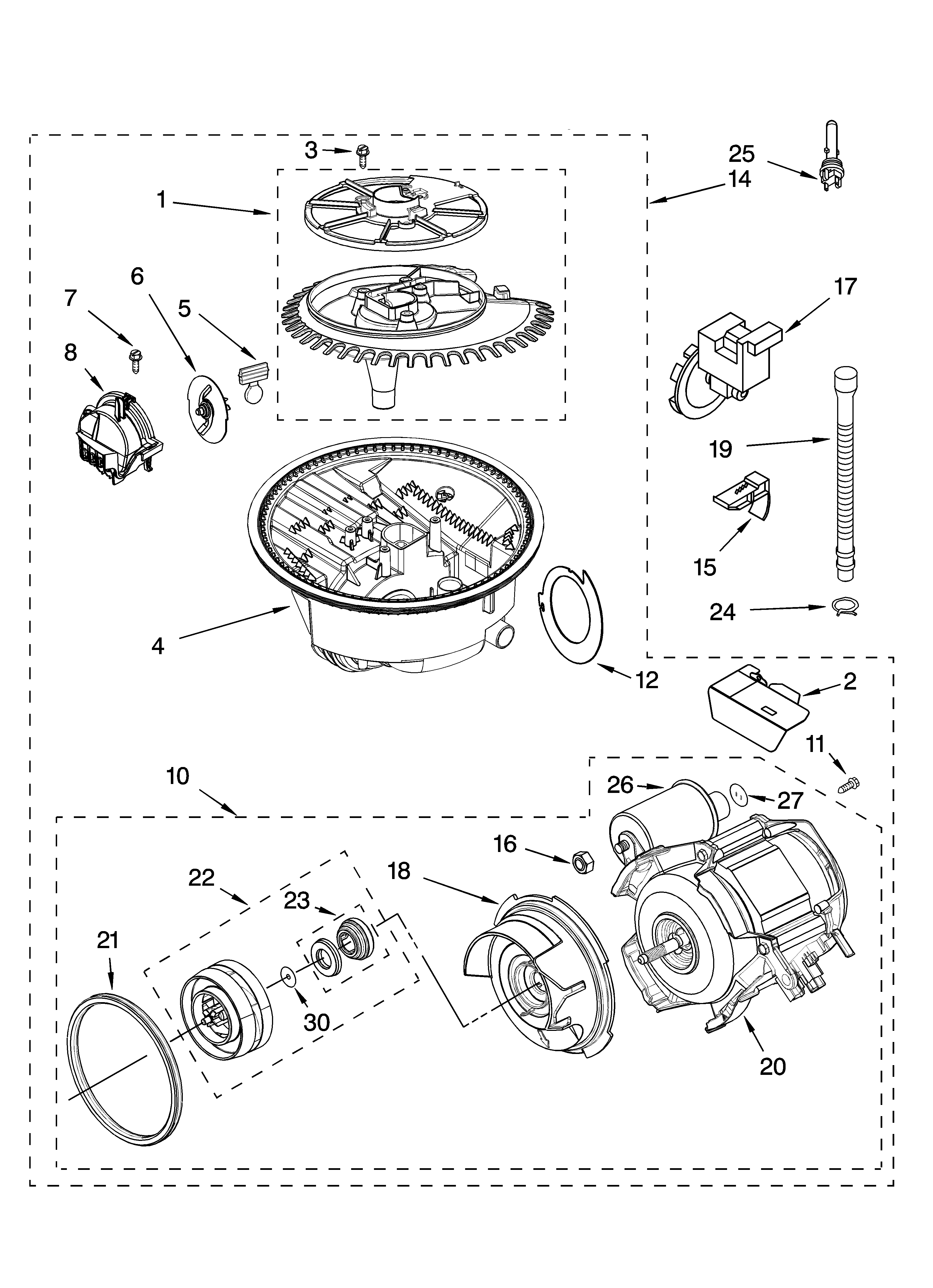 Kenmore Elite 66517052402 pump and motor parts diagram
