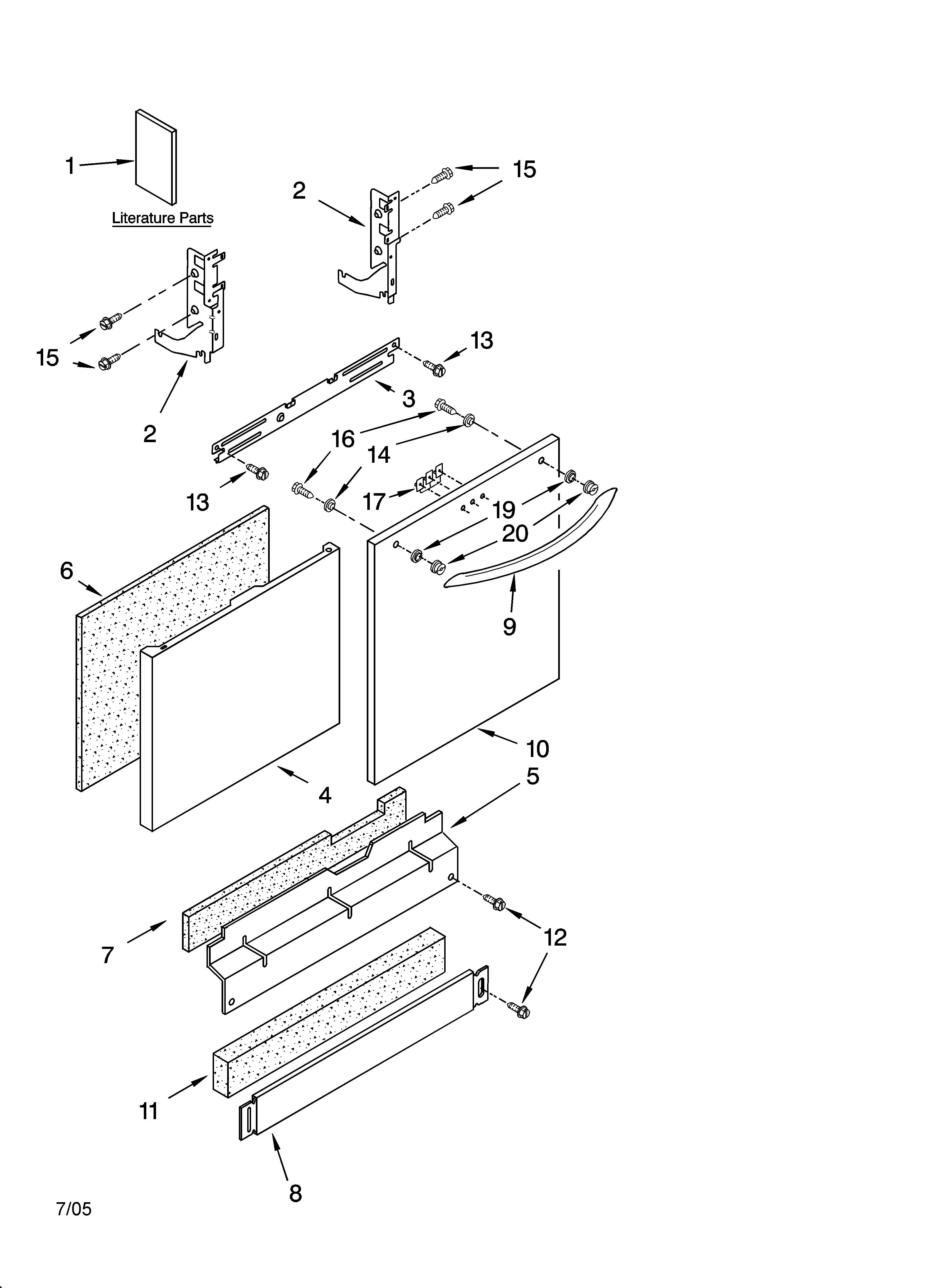 Kenmore Elite 66516273402 door and panel parts diagram