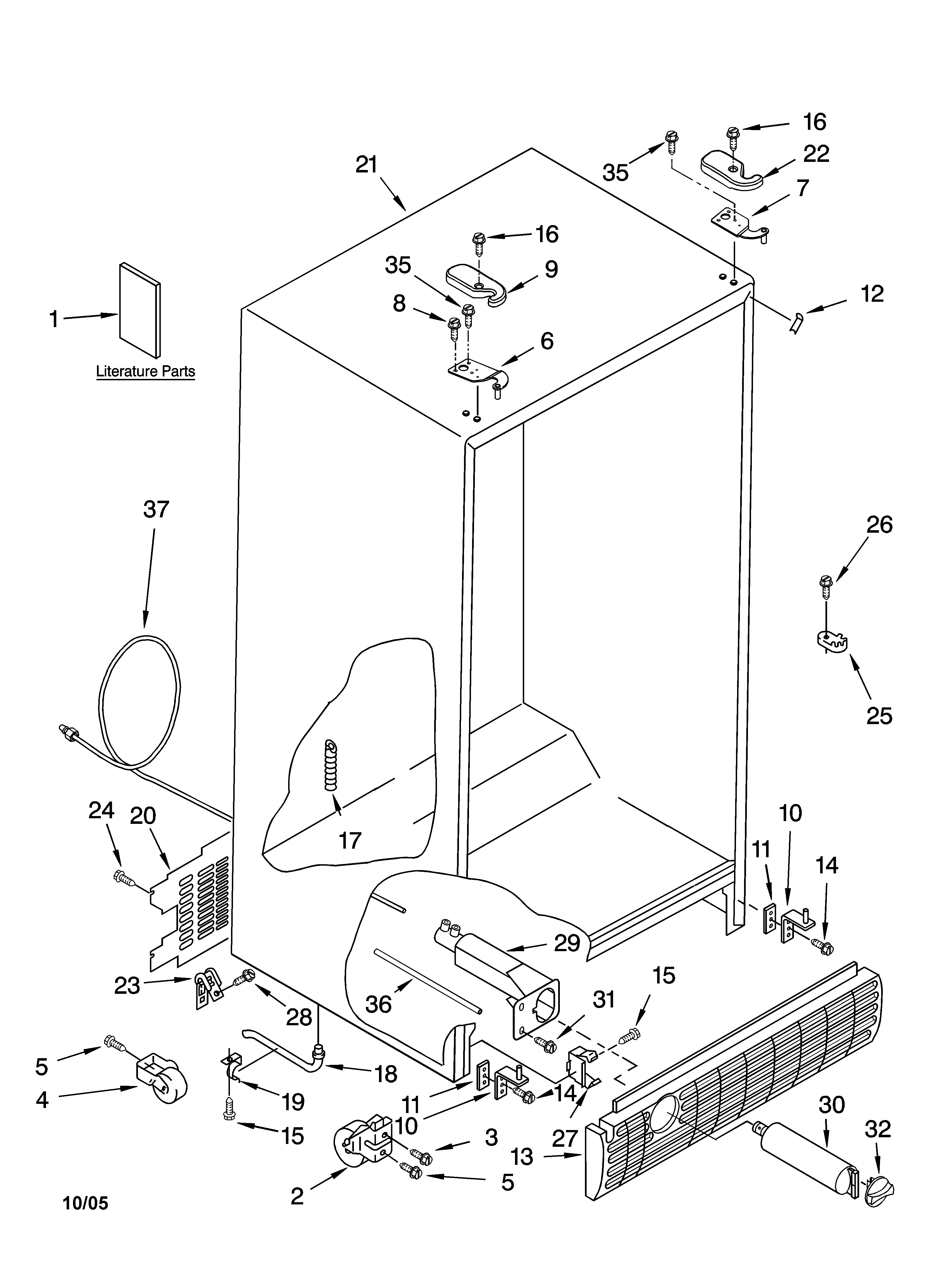 Kenmore 10655549401 cabinet parts diagram
