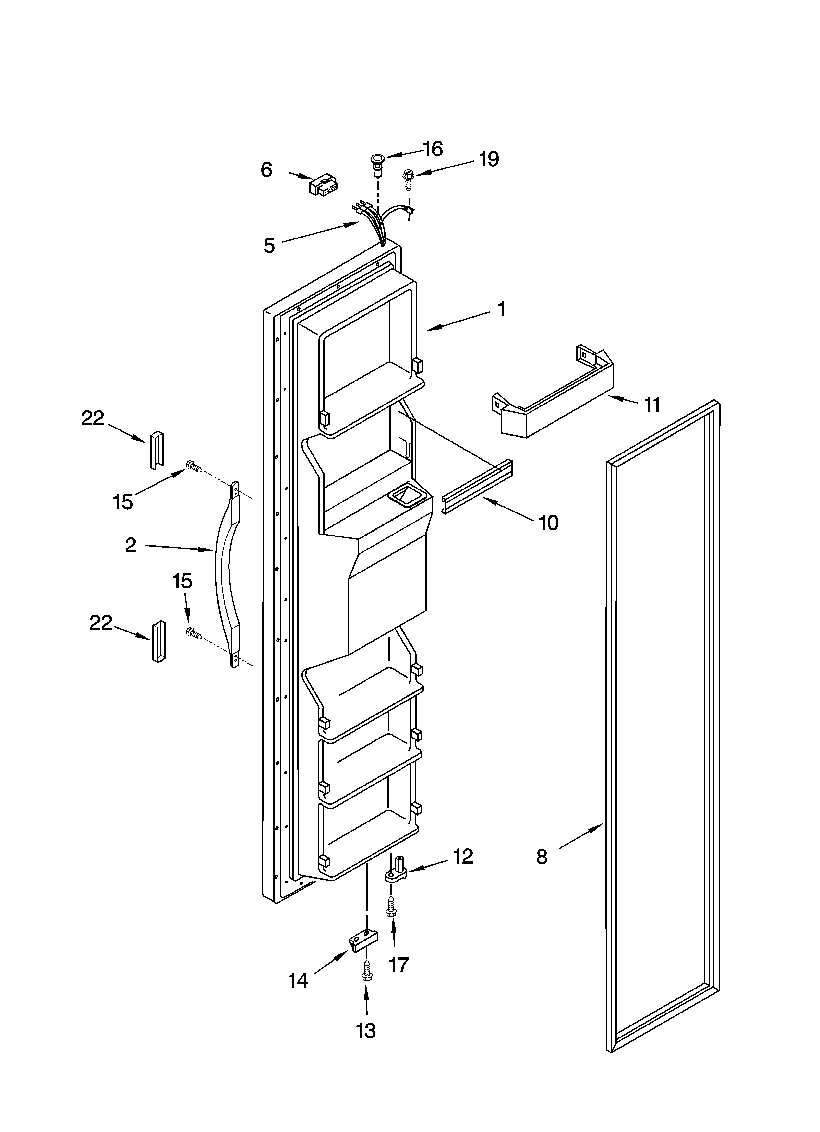 Kenmore 10655549401 freezer door parts diagram
