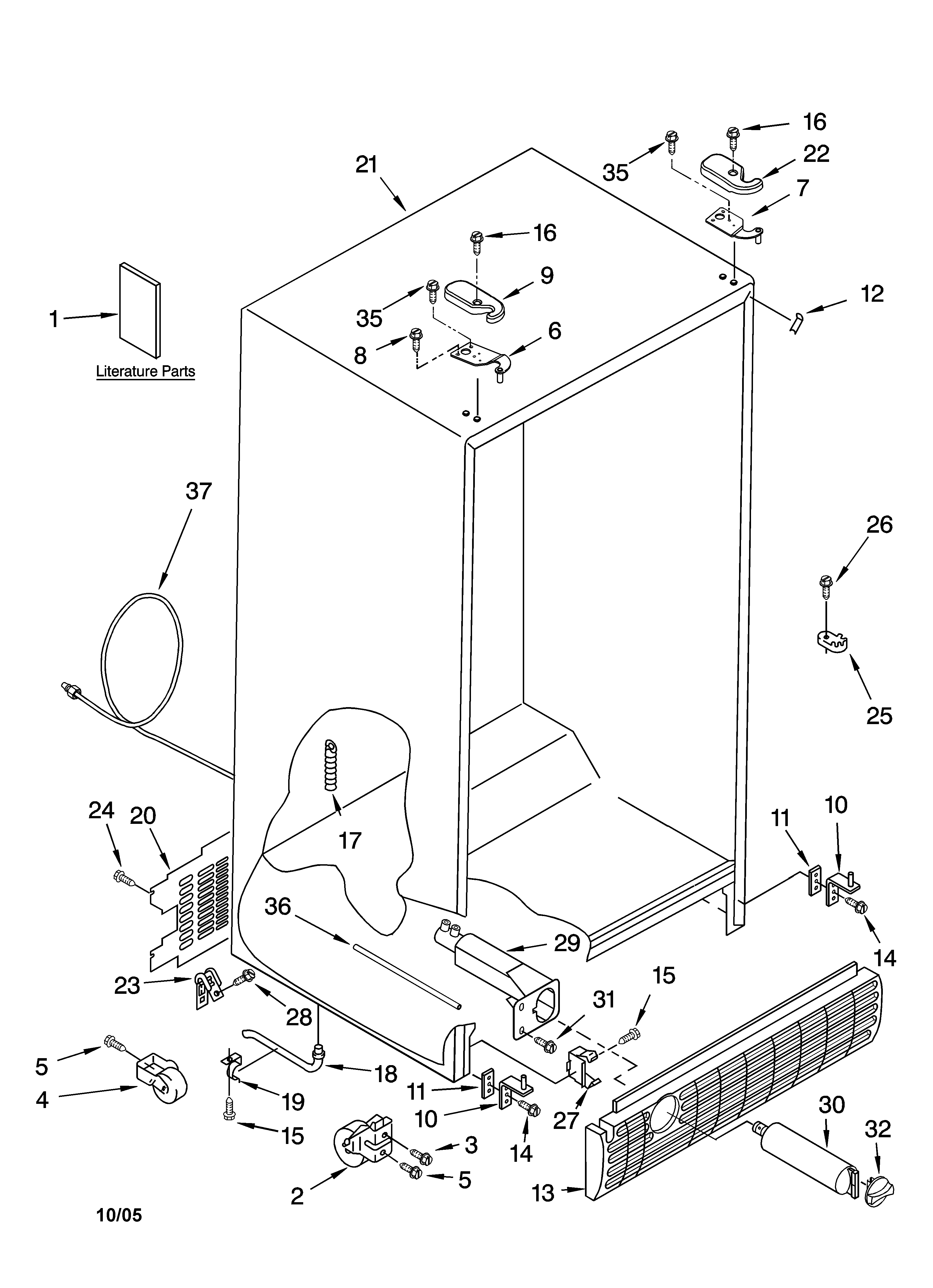 Kenmore 10655562501 cabinet parts diagram