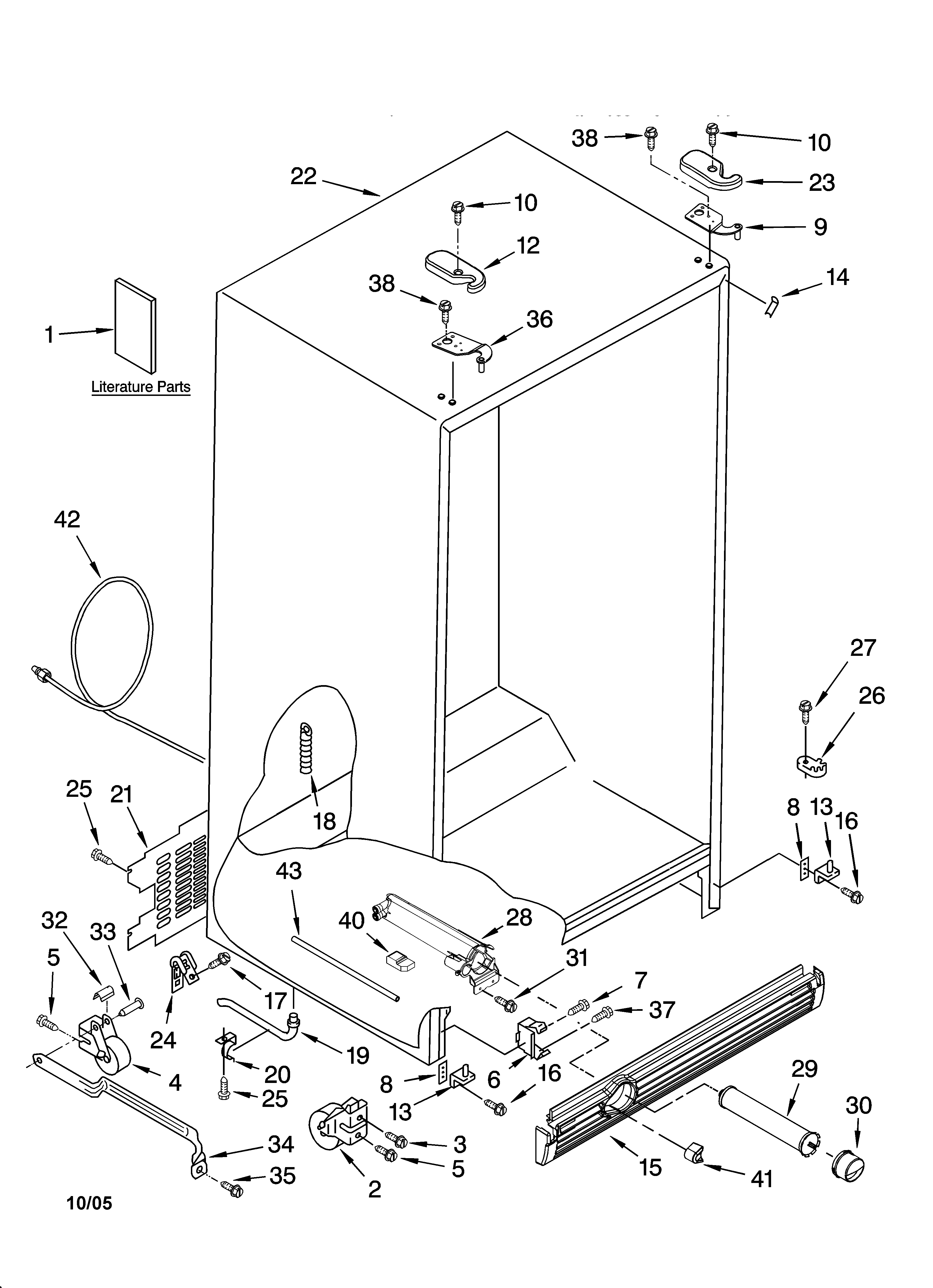 Kenmore Elite 10655612400 cabinet parts diagram