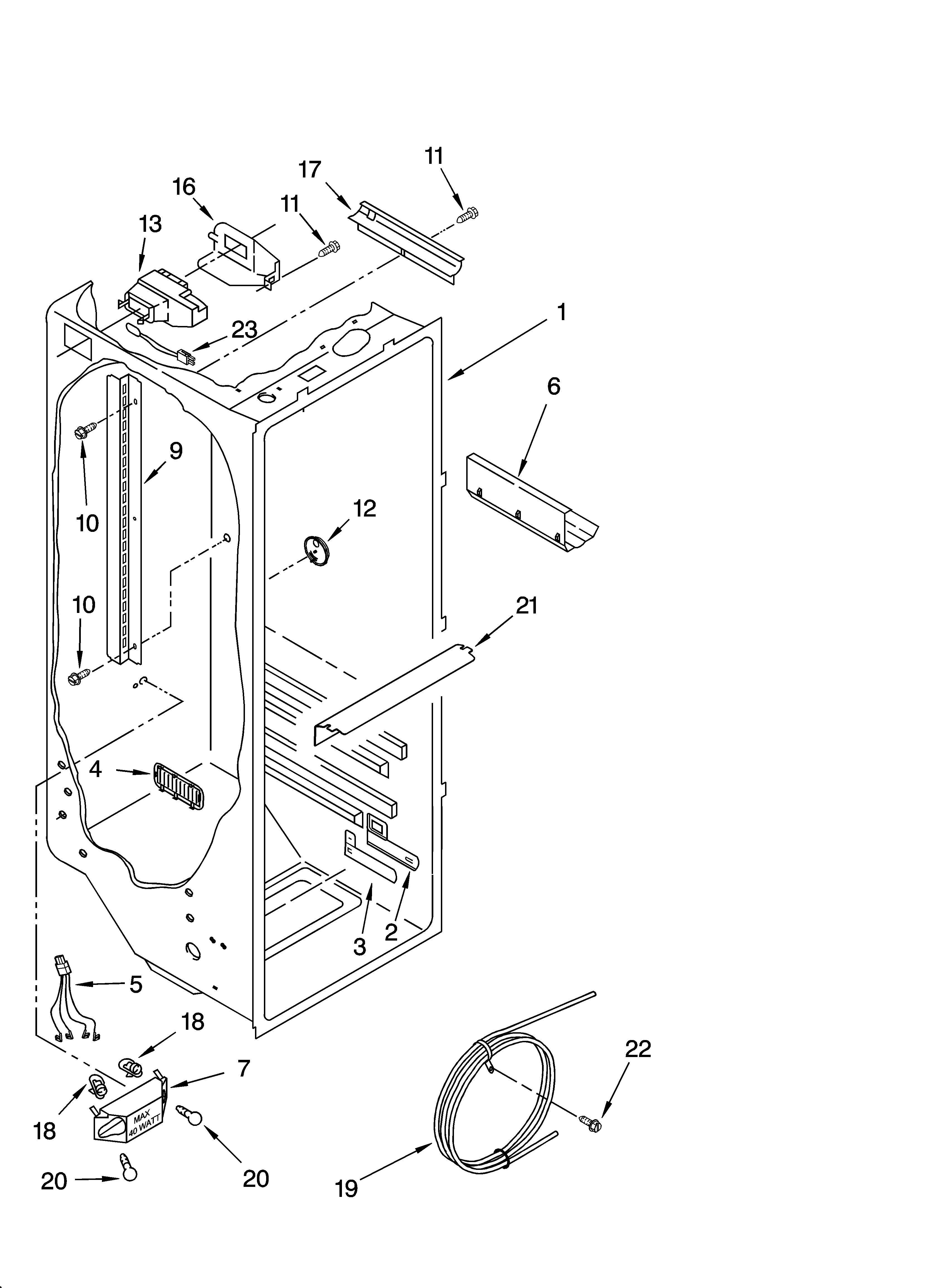 Kenmore Elite 10655612400 refrigerator liner parts diagram
