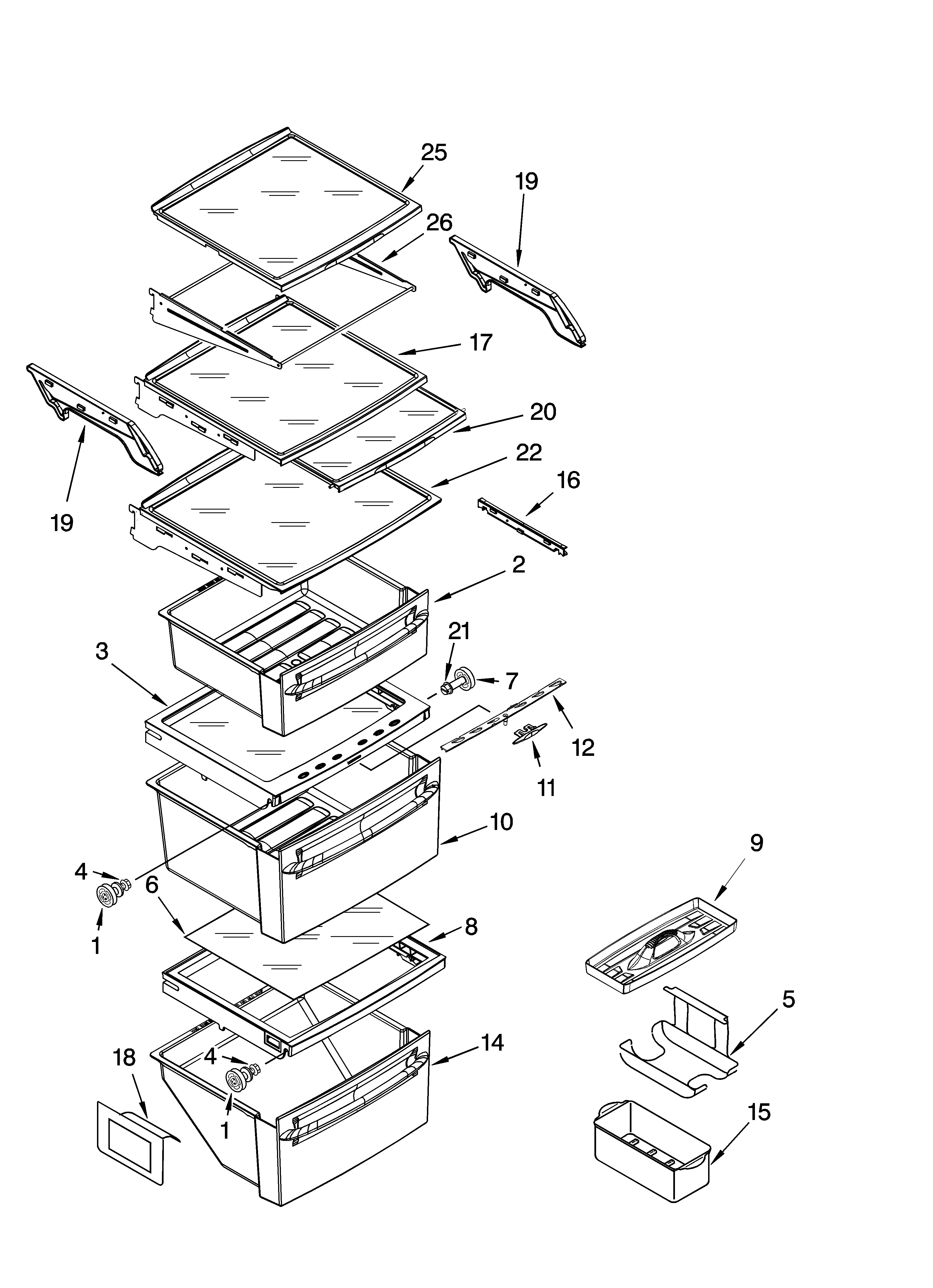 Kenmore Elite 10655612400 refrigerator shelf parts diagram