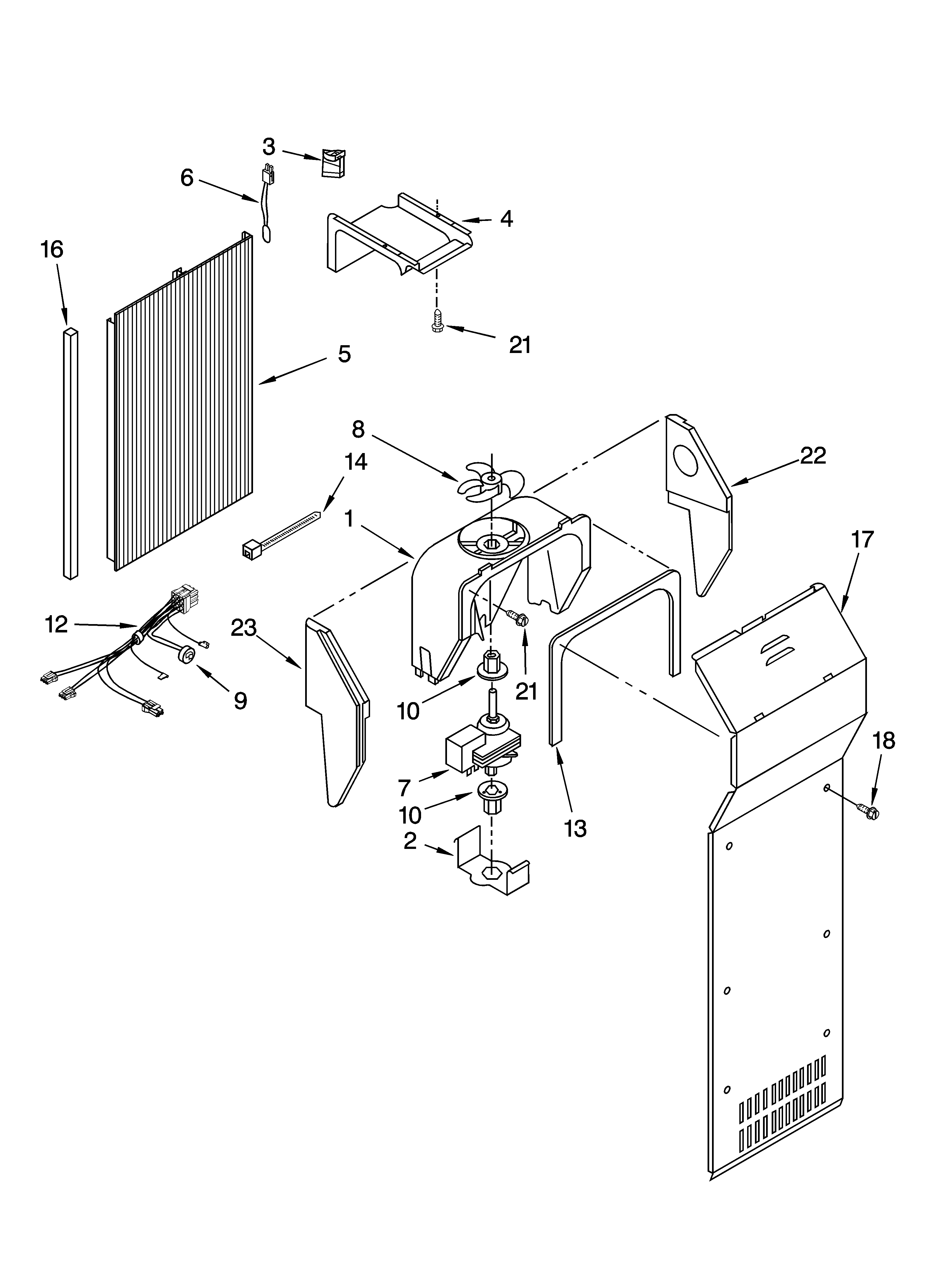 Kenmore Elite 10655612400 air flow parts diagram