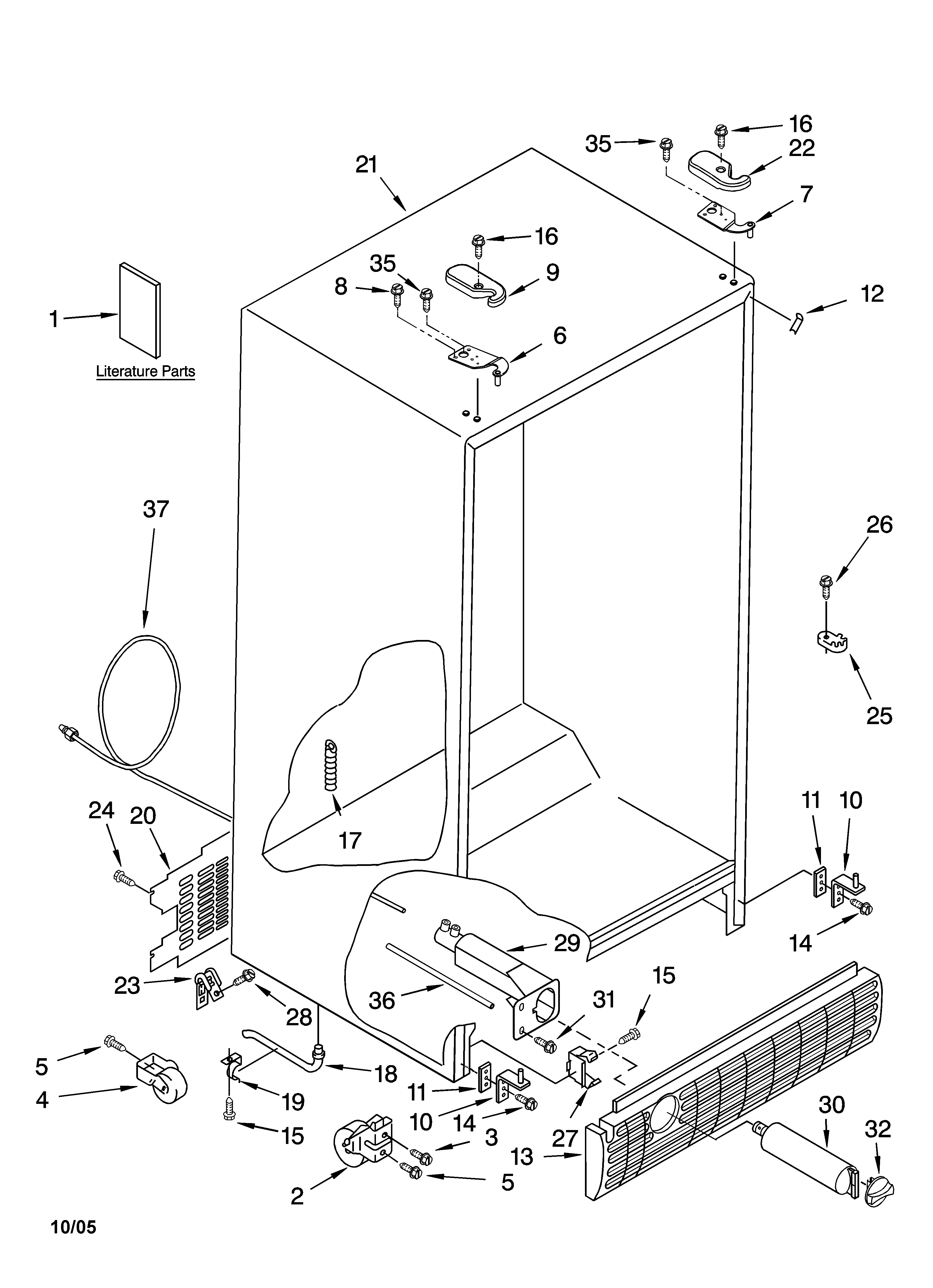 Kenmore 10655642500 cabinet parts diagram