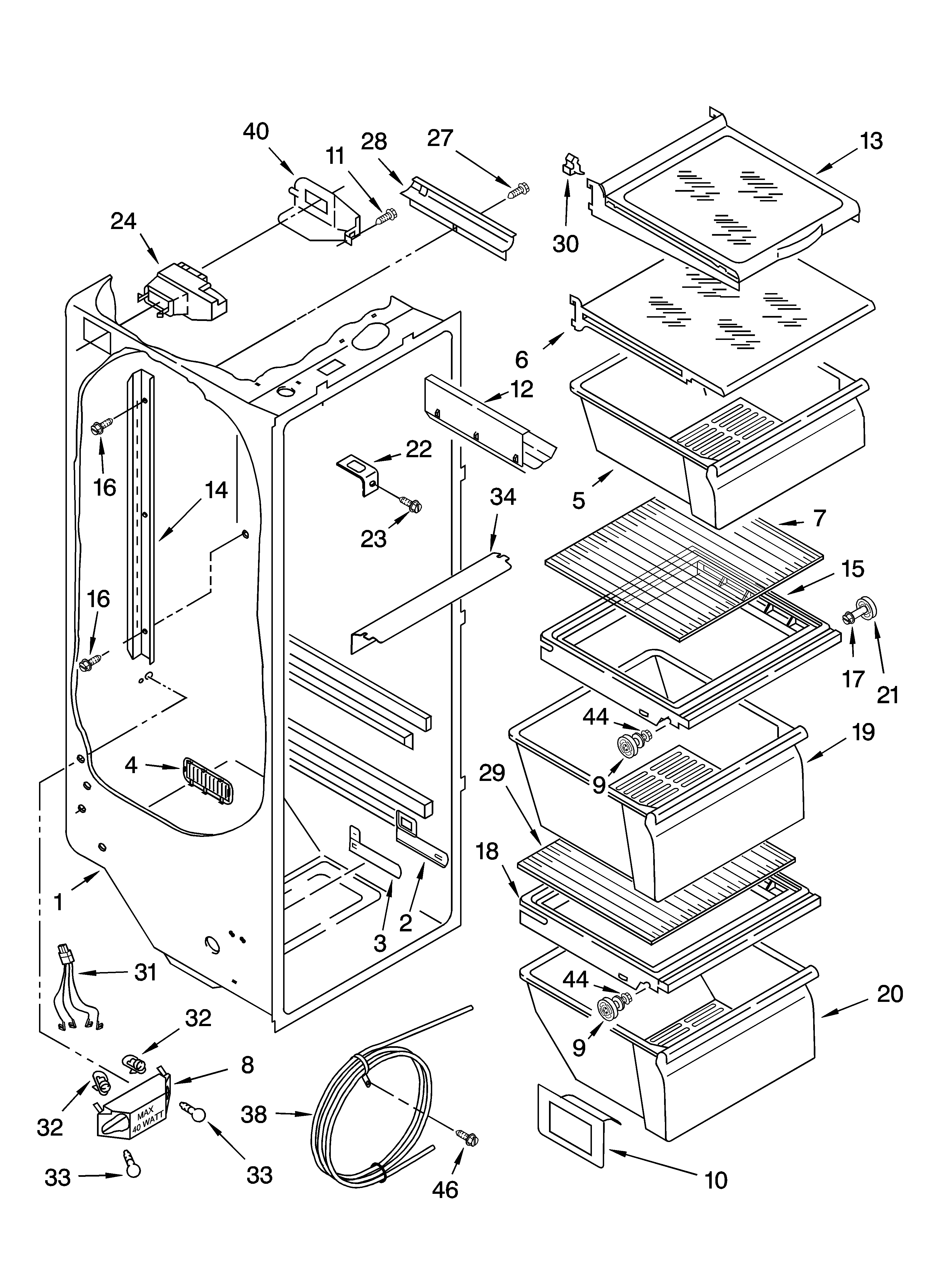 Kenmore 10655642500 refrigerator liner parts diagram