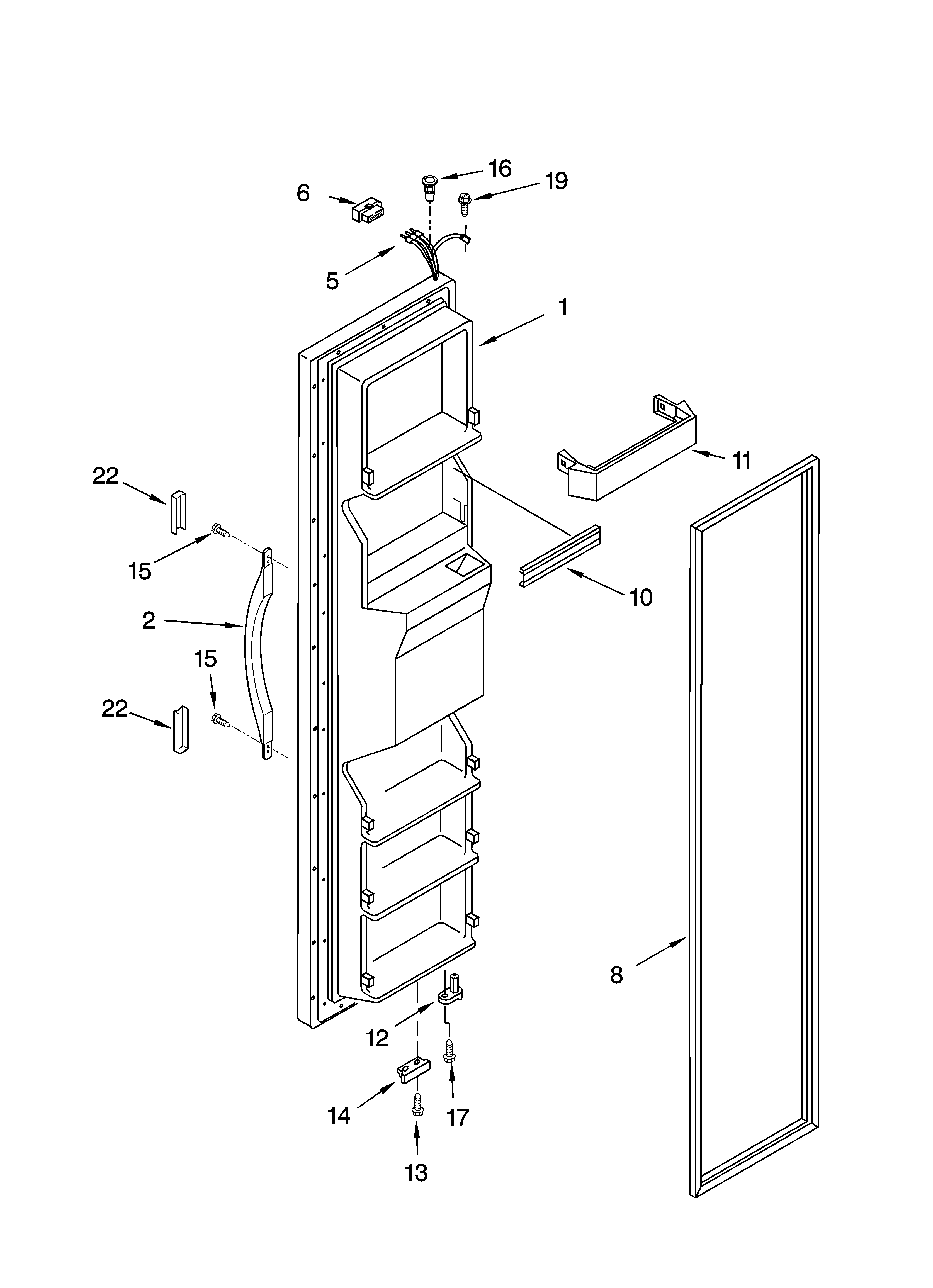 Kenmore 10655642500 freezer door parts diagram
