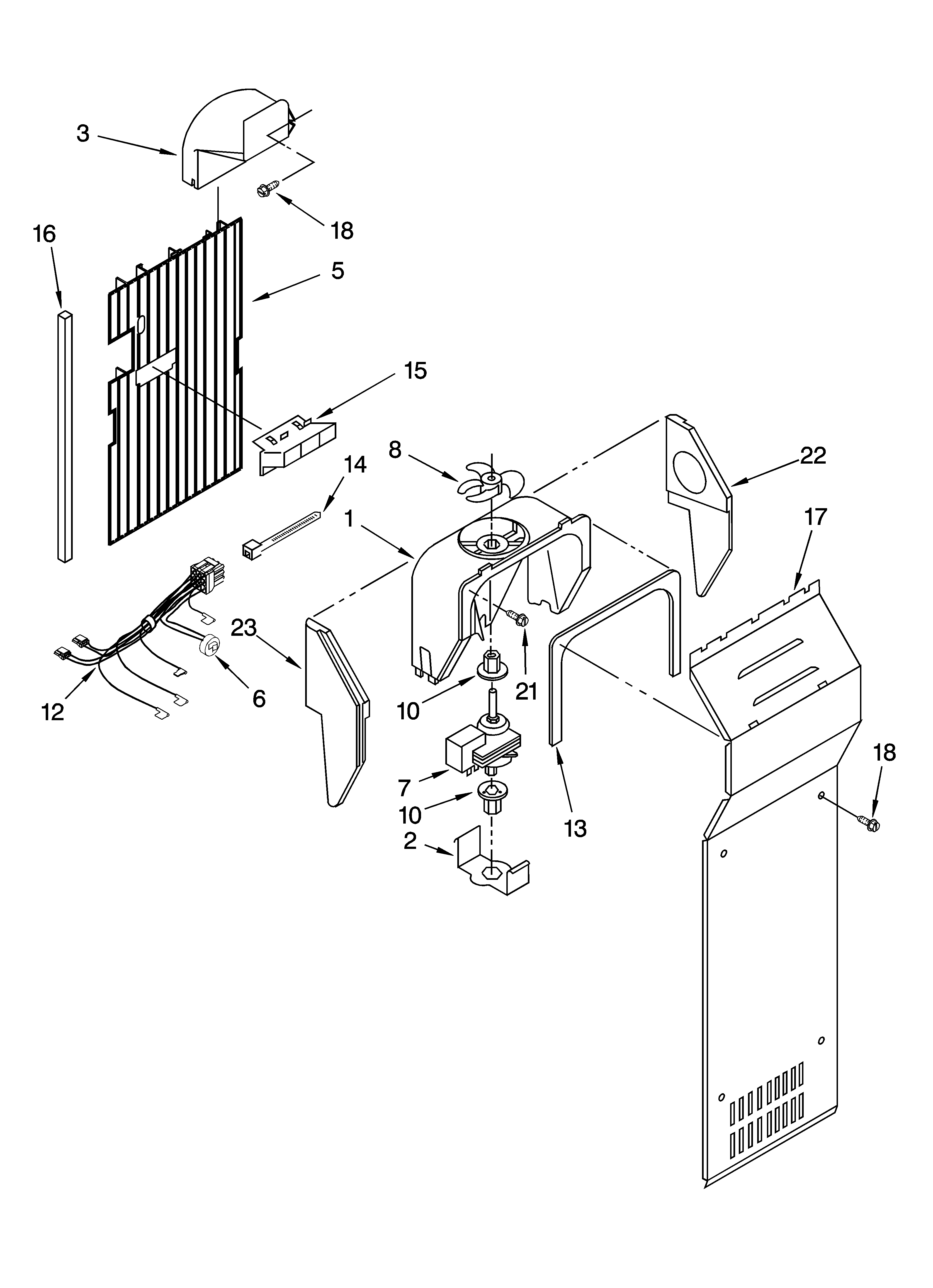 Kenmore 10655642500 air flow parts diagram